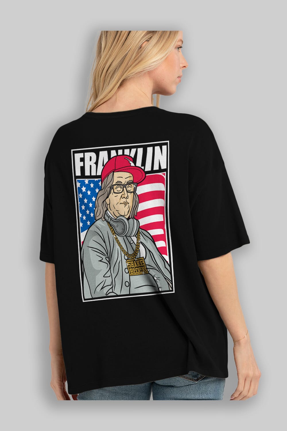 Franklin Rapper Arka Baskılı Oversize t-shirt Erkek Kadın Unisex %100 Pamuk tişort