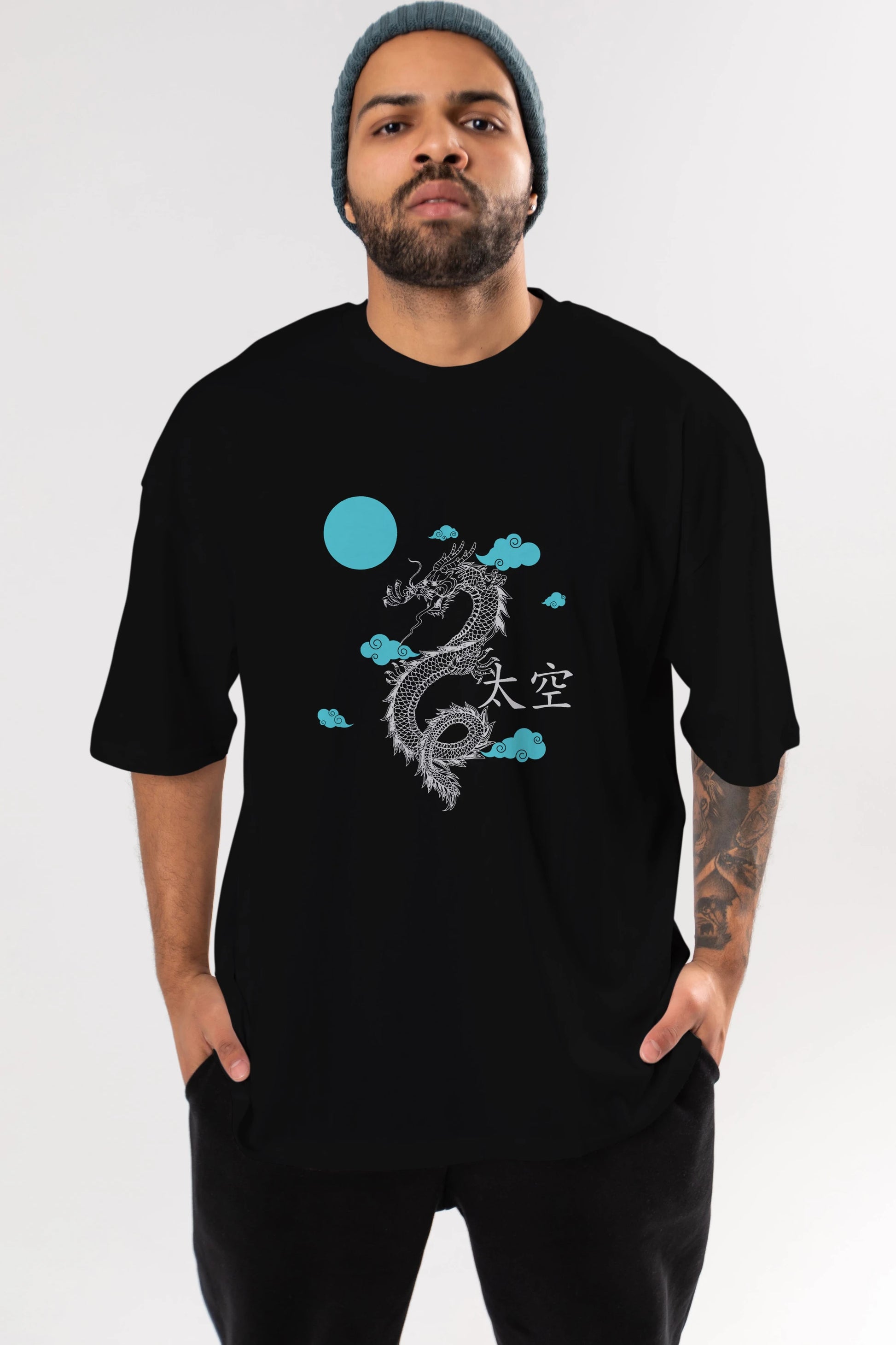 Chinese Dragon Ön Baskılı Oversize t-shirt Erkek Kadın Unisex