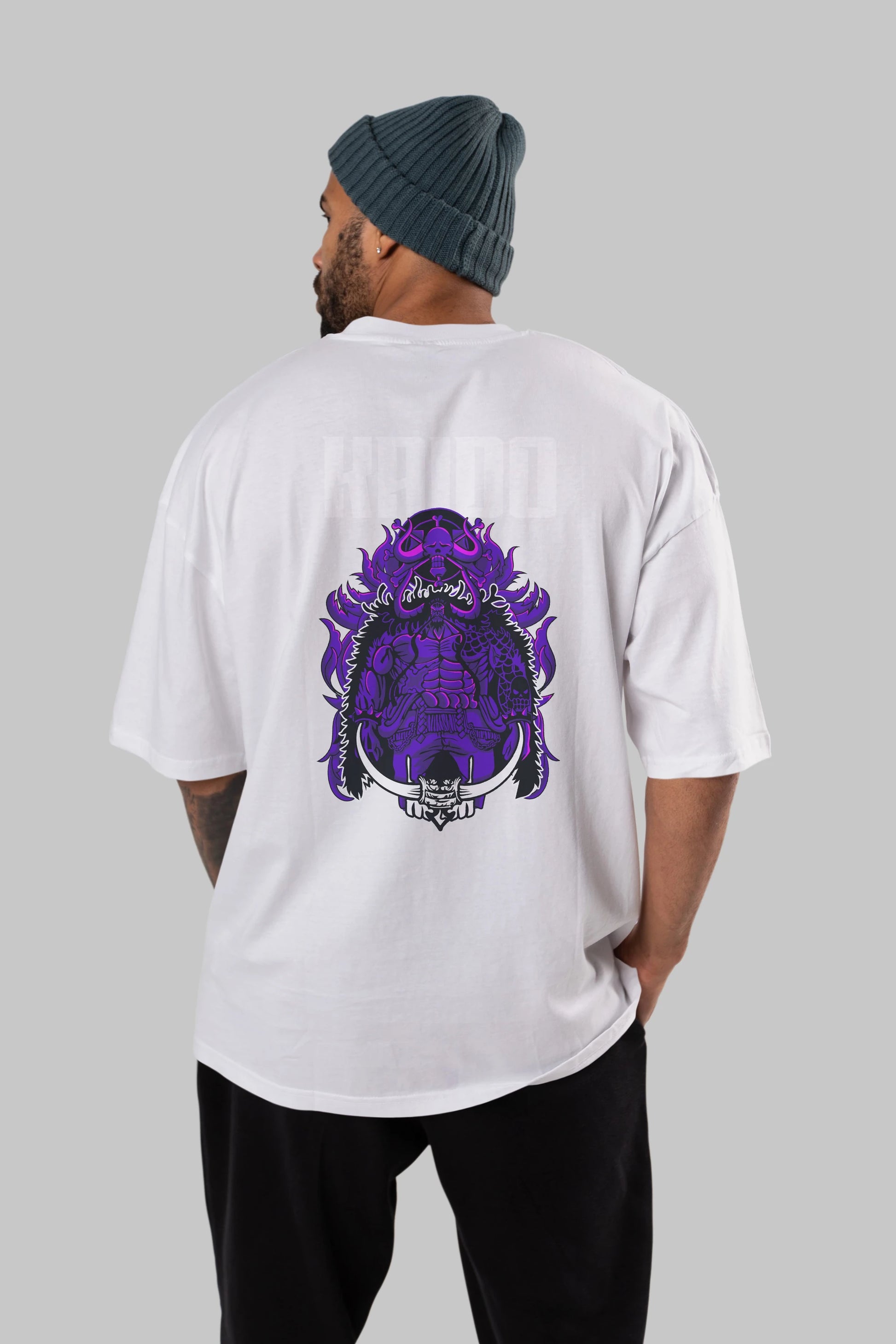 Kaido Anime Arka Baskılı Oversize t-shirt Erkek Kadın Unisex %100 pamuk tişort