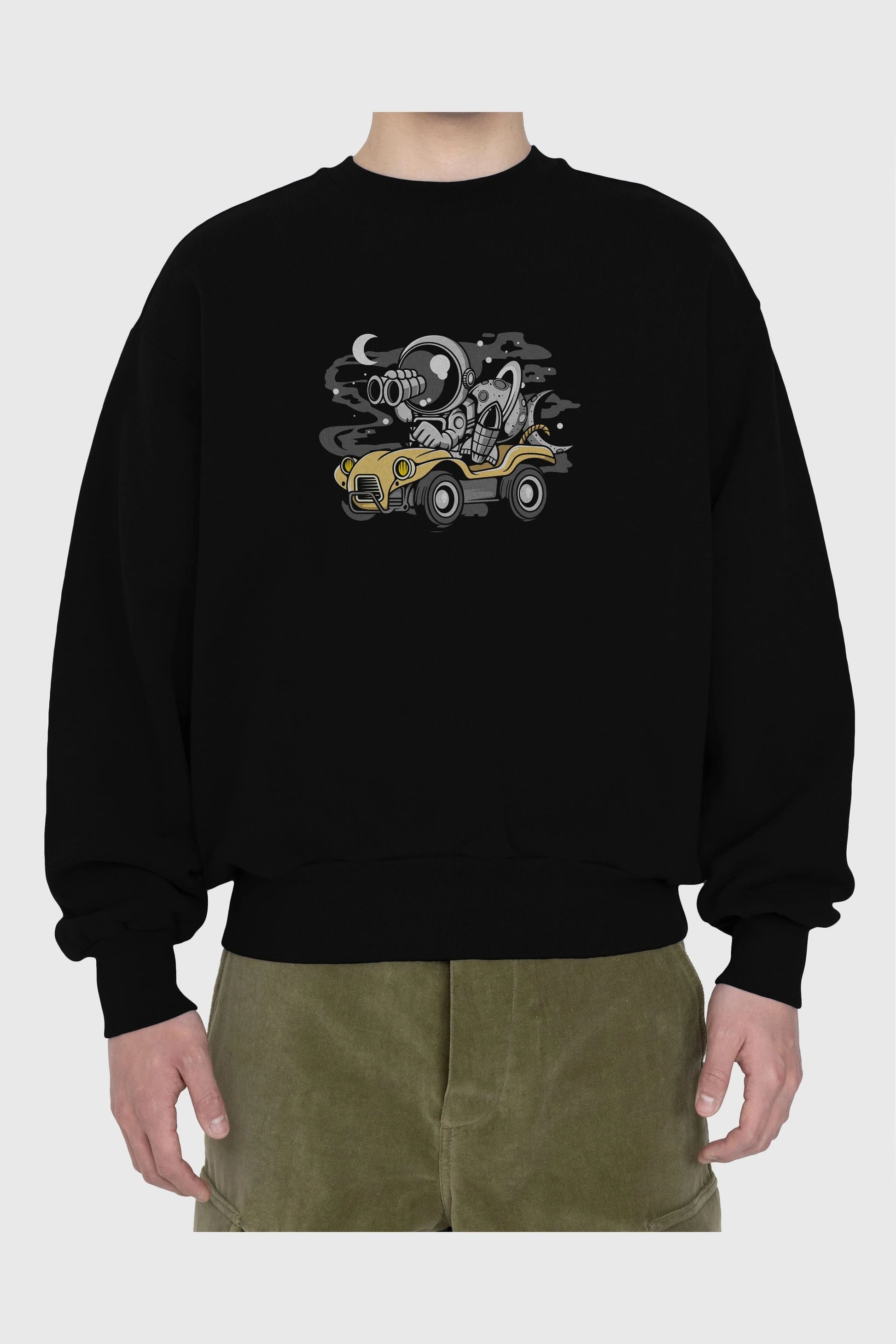 Astronaut Adventure Ön Baskılı Oversize Sweatshirt Erkek Kadın Unisex