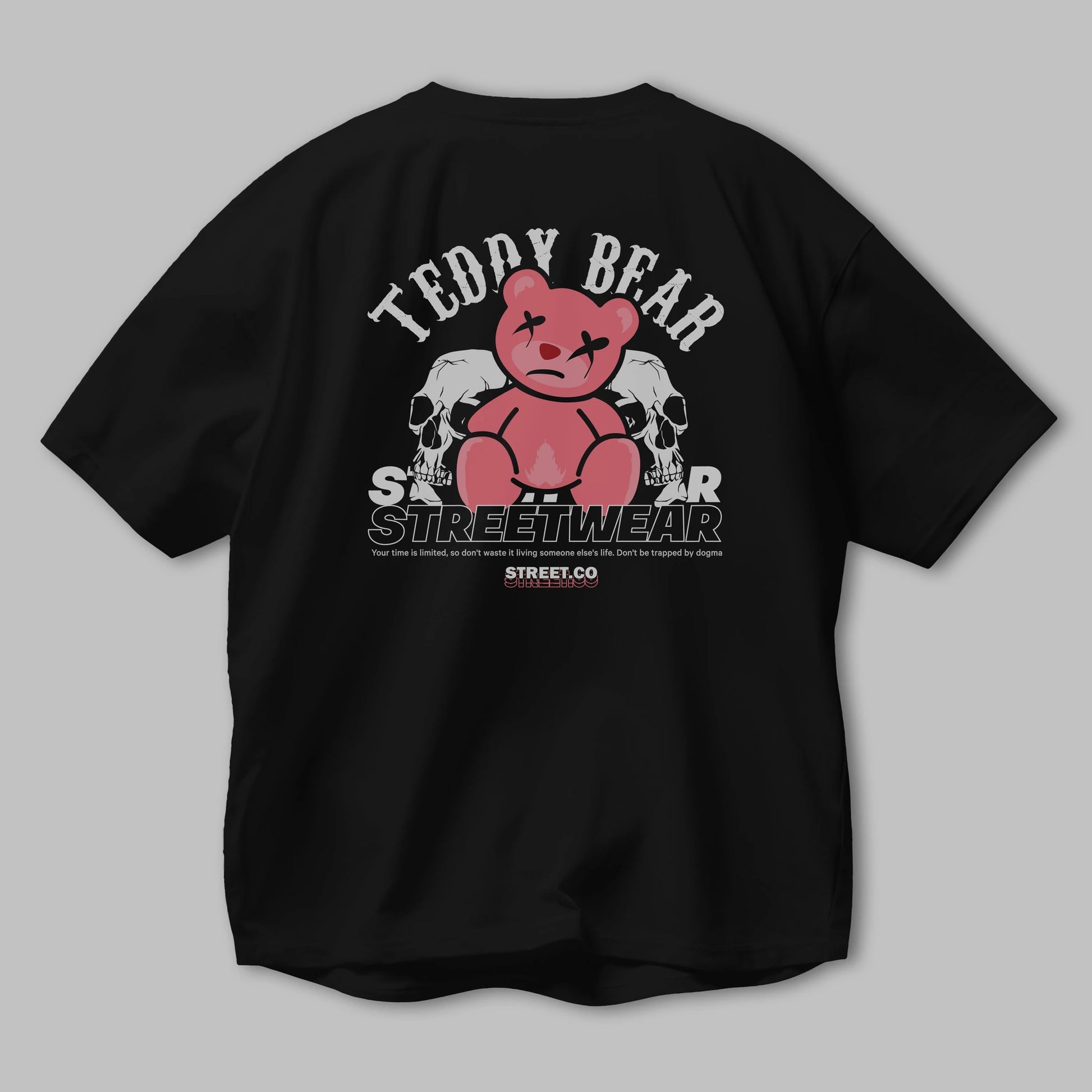 Teddy Bear Streetwear 2 Arka Baskılı Oversize t-shirt Erkek Kadın Unisex