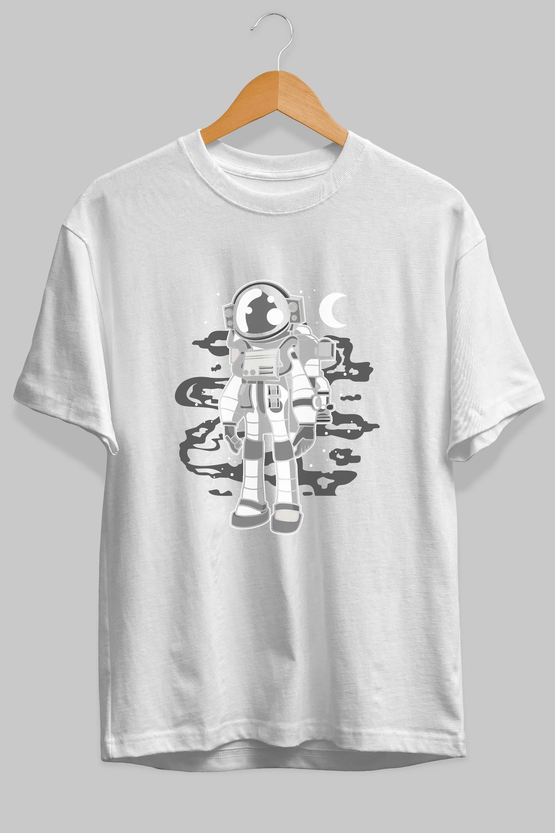 Astronaut Stand Ön Baskılı Oversize t-shirt Erkek Kadın Unisex