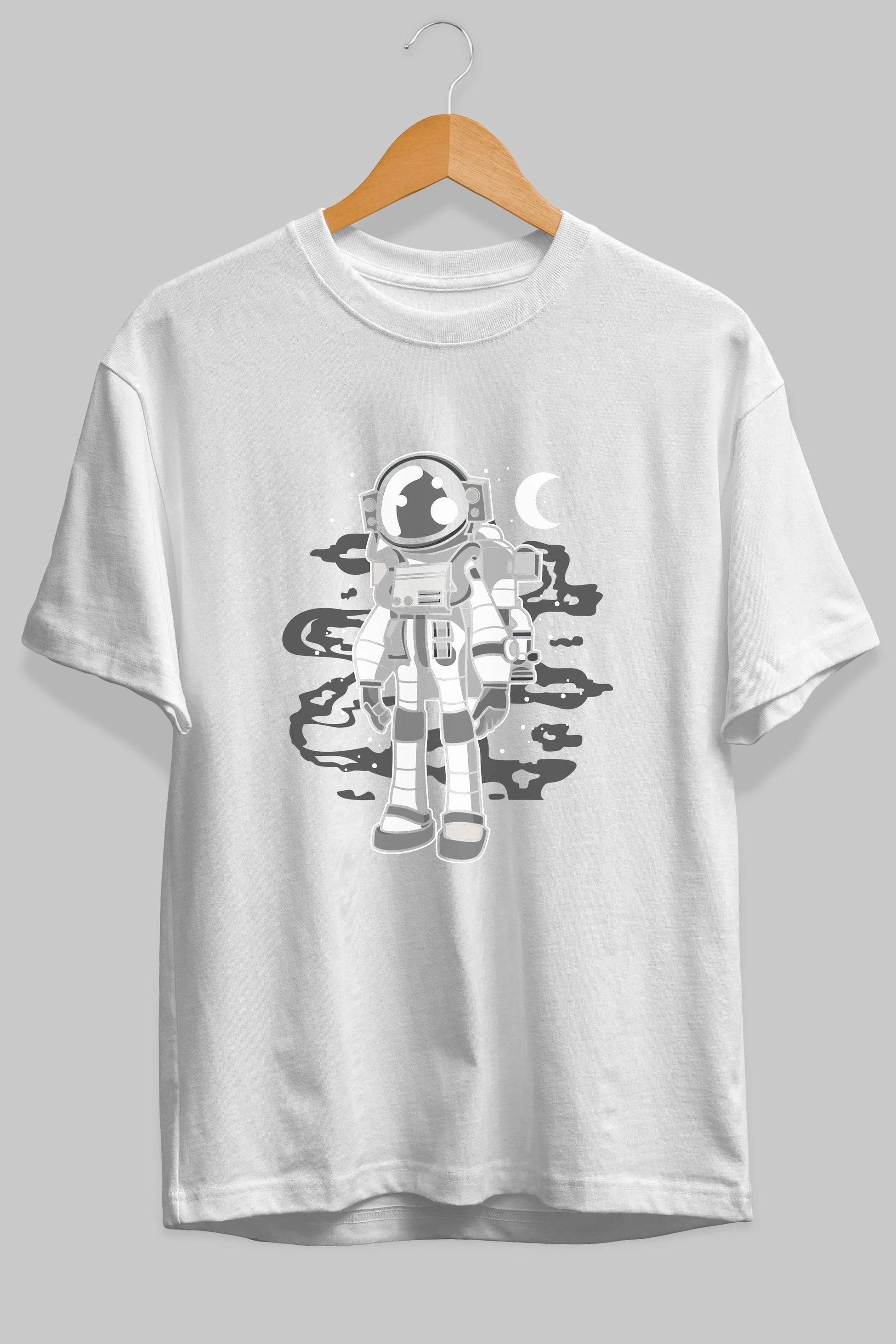 Astronaut Stand Ön Baskılı Oversize t-shirt Erkek Kadın Unisex