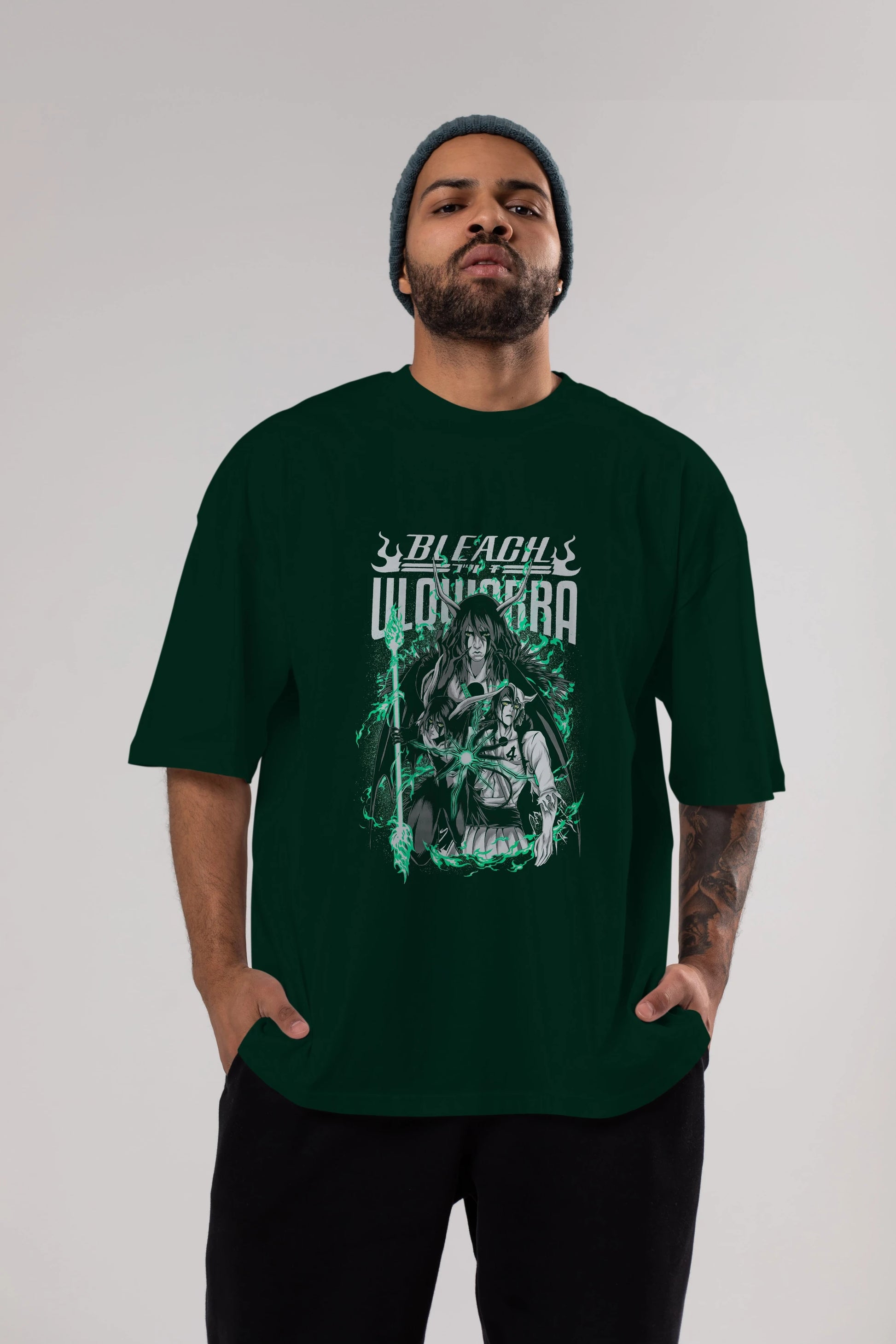 BLEACH(ULQUIARRA) Anime Ön Baskılı Oversize t-shirt %100 pamuk Erkek Kadın Unisex