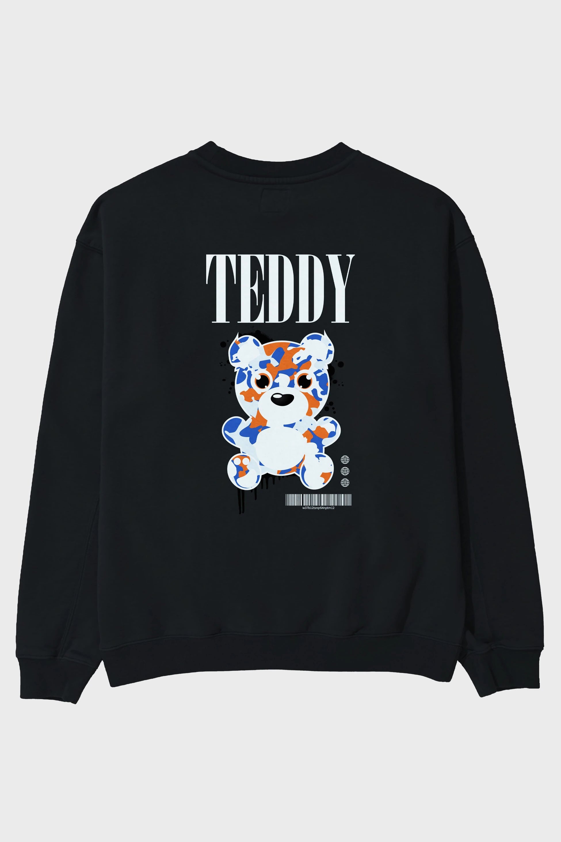 Teddy Bear Streetwear Arka Baskılı Oversize Sweatshirt Erkek Kadın Unisex