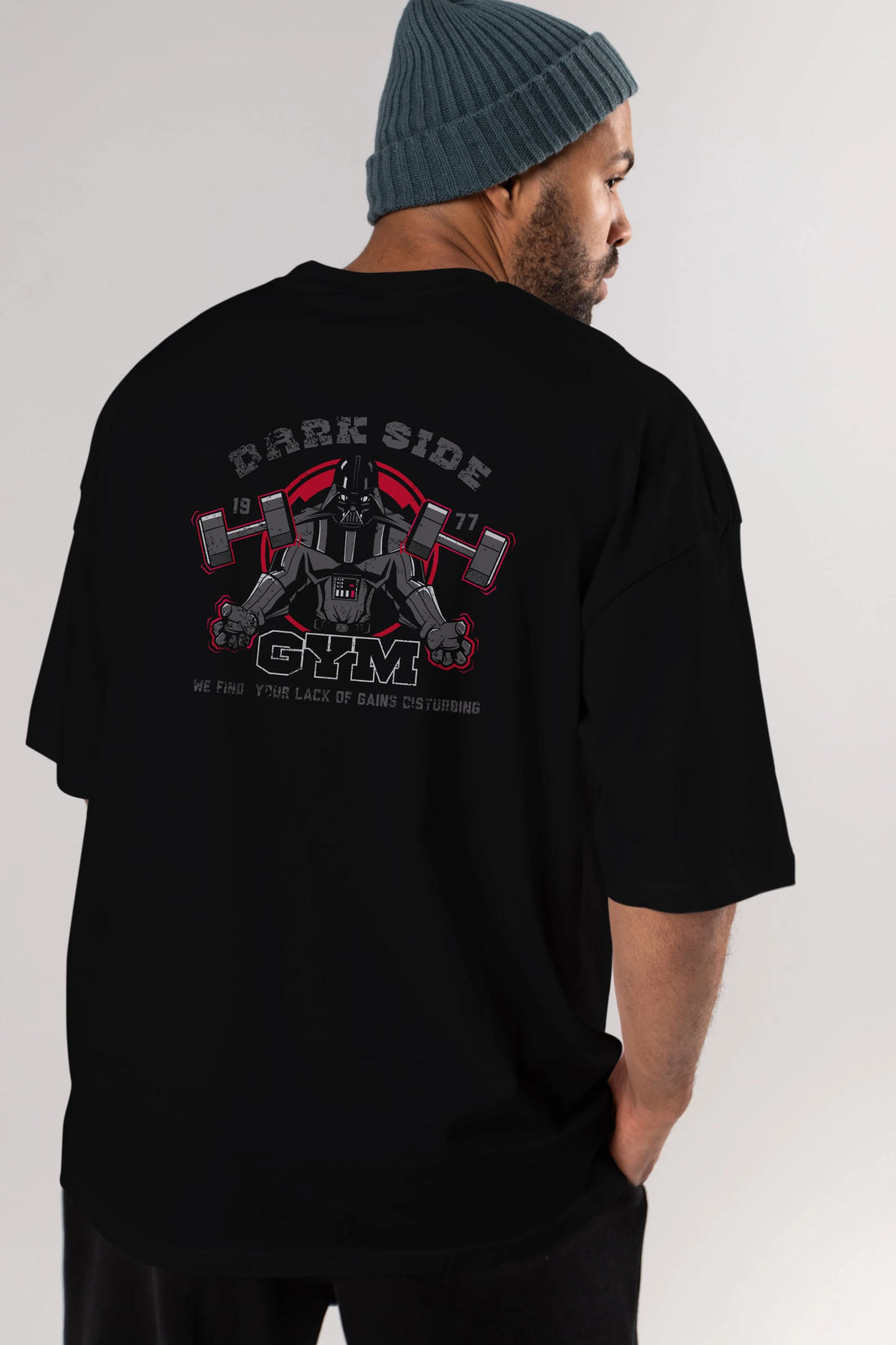 Darth Vader GYM Arka Baskılı Oversize t-shirt Erkek Kadın Unisex %100 Pamuk Bisiklet Yaka tişort