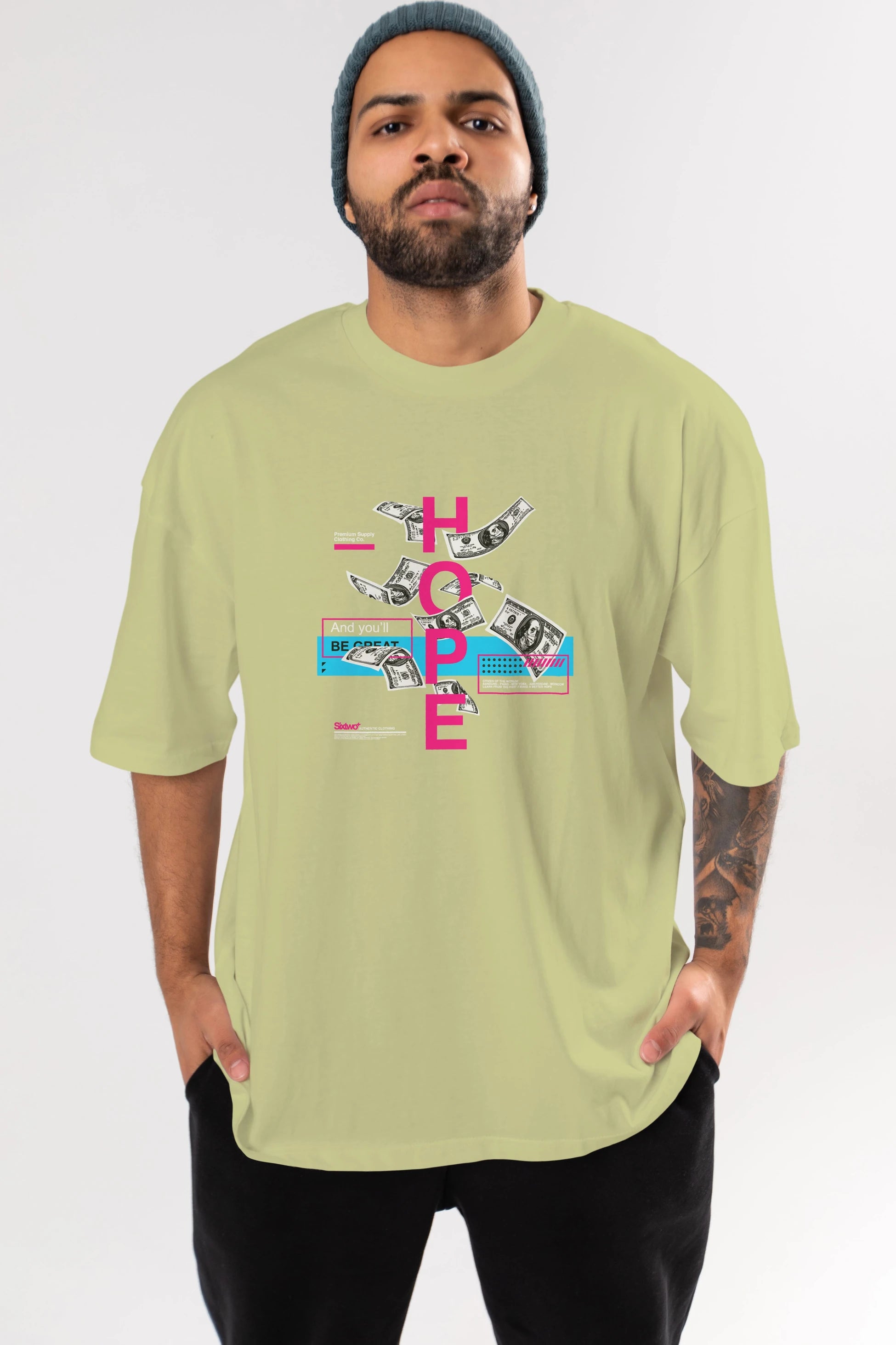Hope Ön Baskılı Oversize t-shirt Erkek Kadın Unisex