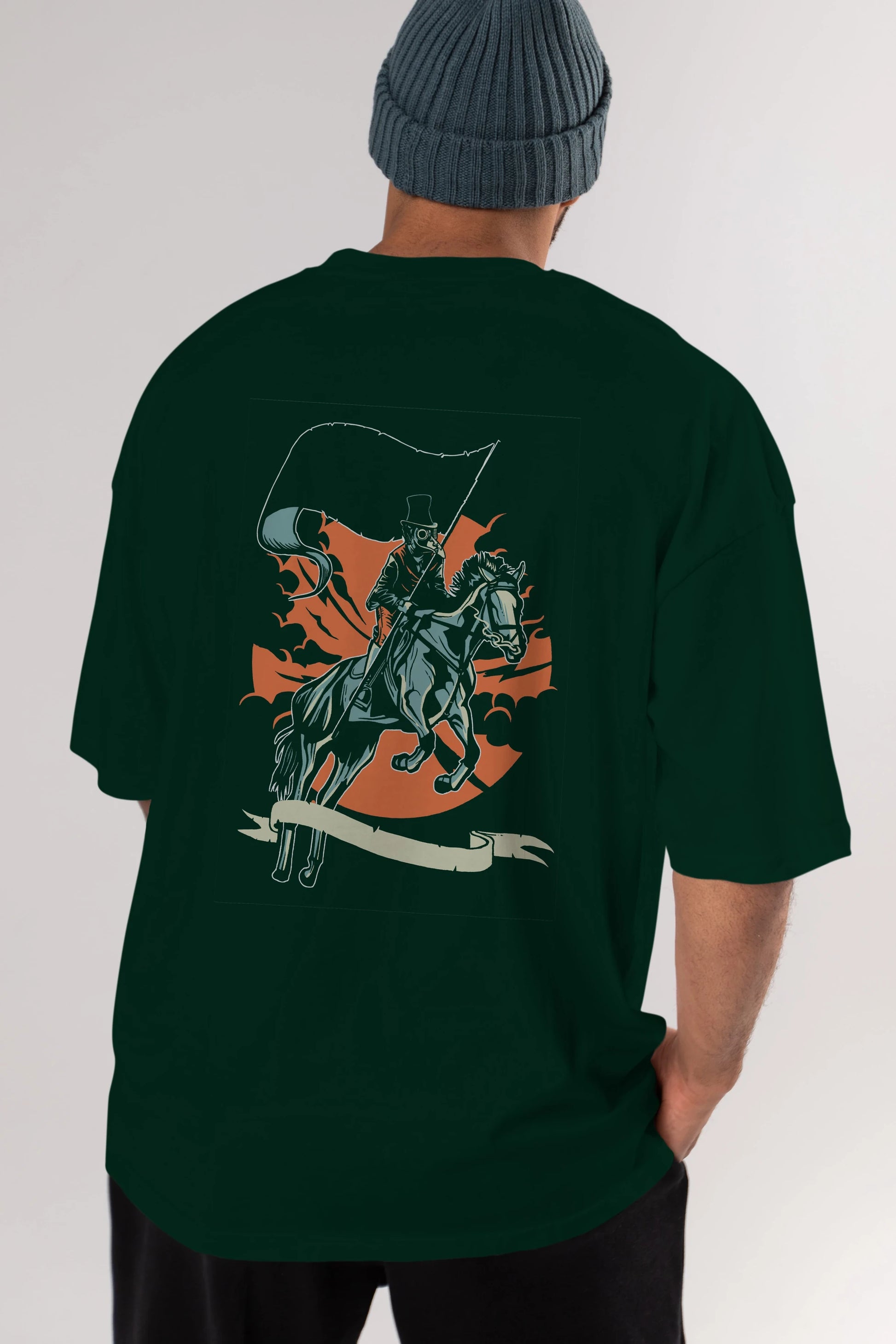 Plague Doctor Arka Baskılı Oversize t-shirt Erkek Kadın Unisex %100 Pamuk