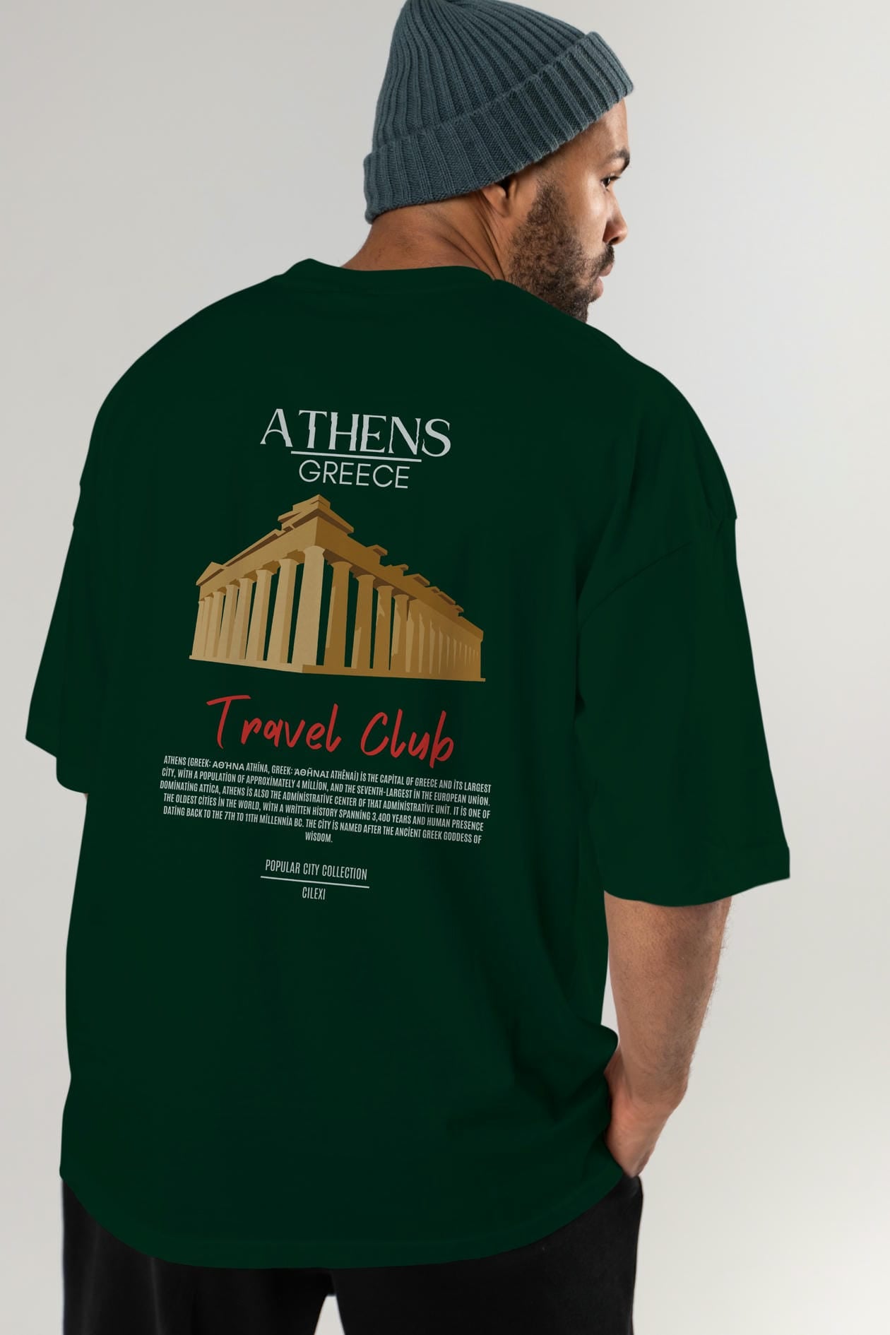 Athens Greece Arka Baskılı Oversize t-shirt Erkek Kadın Pamuk Bisiklet Yaka tişort