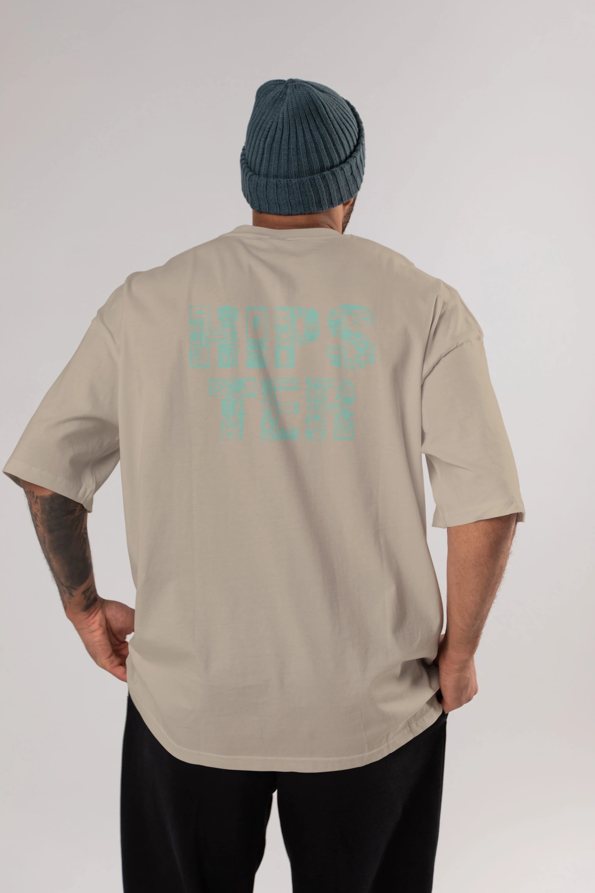HIPSTER Arka Baskılı Oversize t-shirt %100 pamuk Erkek Kadın Unisex