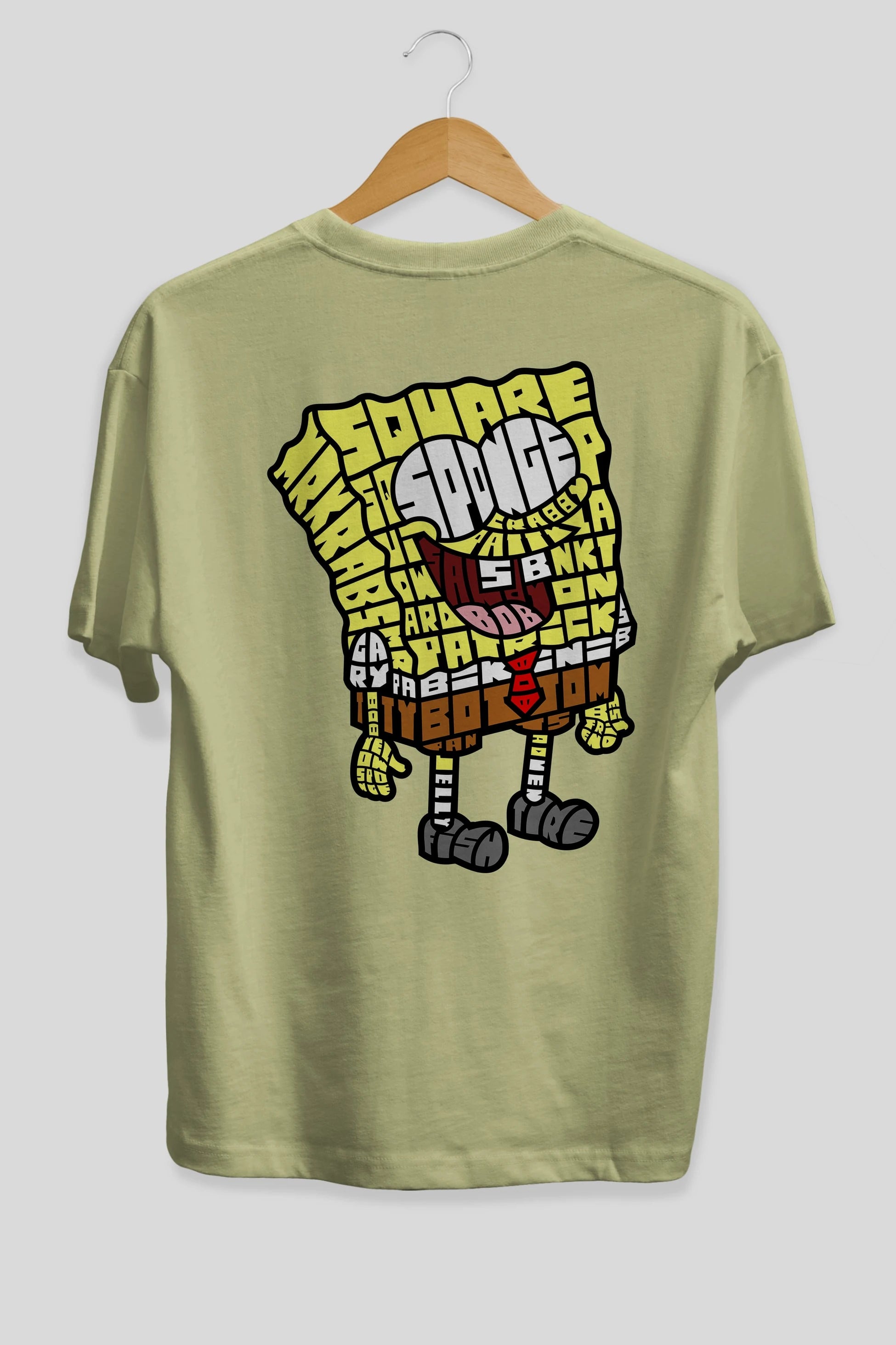 Yellow Sponge Arka Baskılı Oversize t-shirt %100 pamuk Erkek Kadın Unisex