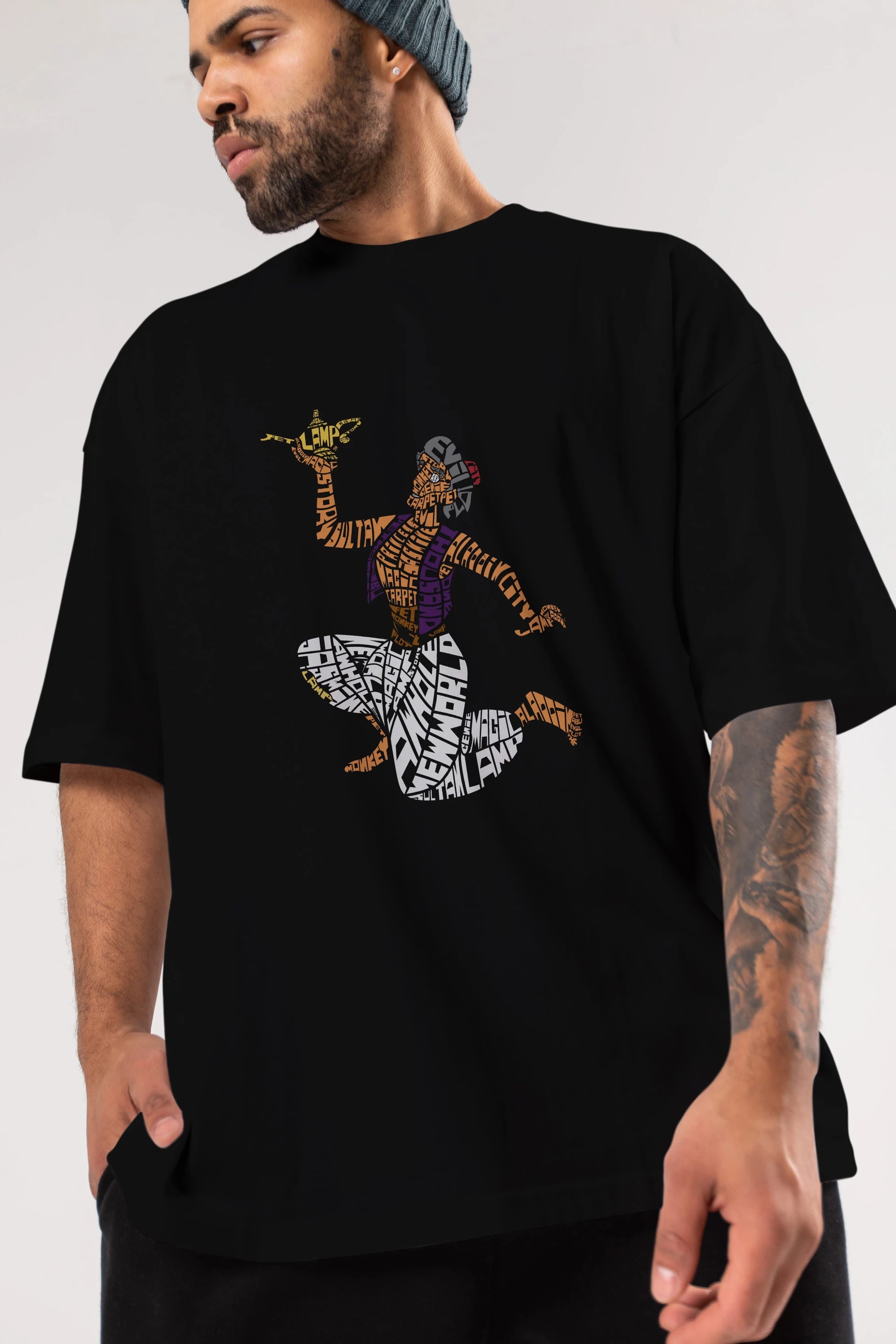 Aladdin Ön Baskılı Oversize t-shirt %100 pamuk Erkek Kadın Unisex