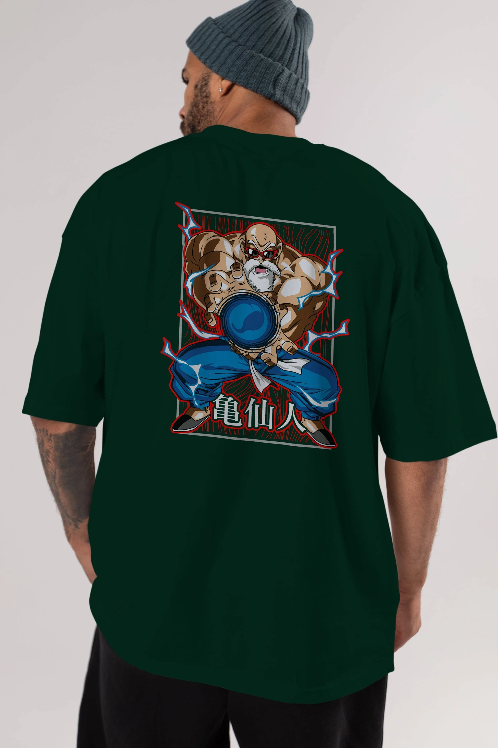 DragonBall MaestroRoshi Anime Arka Baskılı Oversize t-shirt Erkek Kadın Unisex