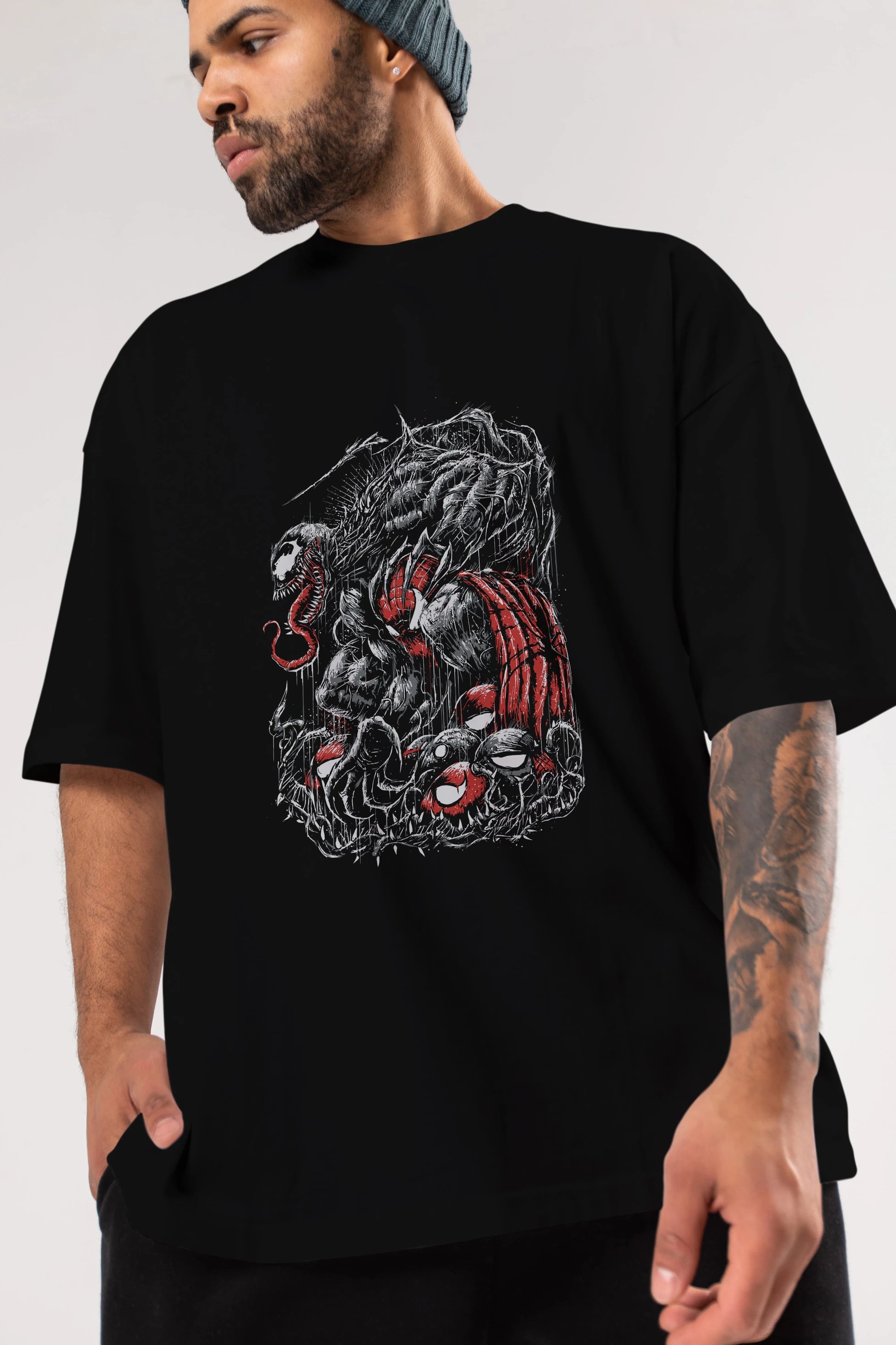 Venom (14) Ön Baskılı Oversize t-shirt Erkek Kadın Unisex %100 Pamuk Bisiklet Yaka tişort