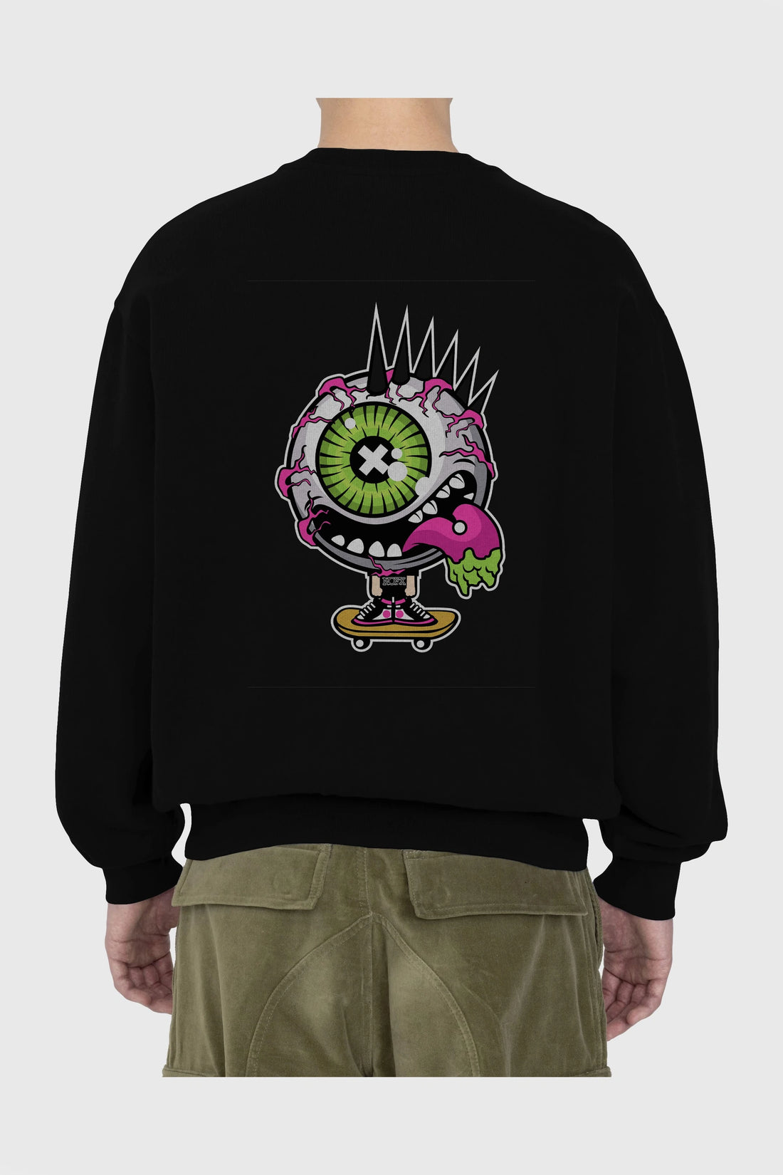 Eye Monster Skater Arka Baskılı Oversize Sweatshirt Erkek Kadın Unisex