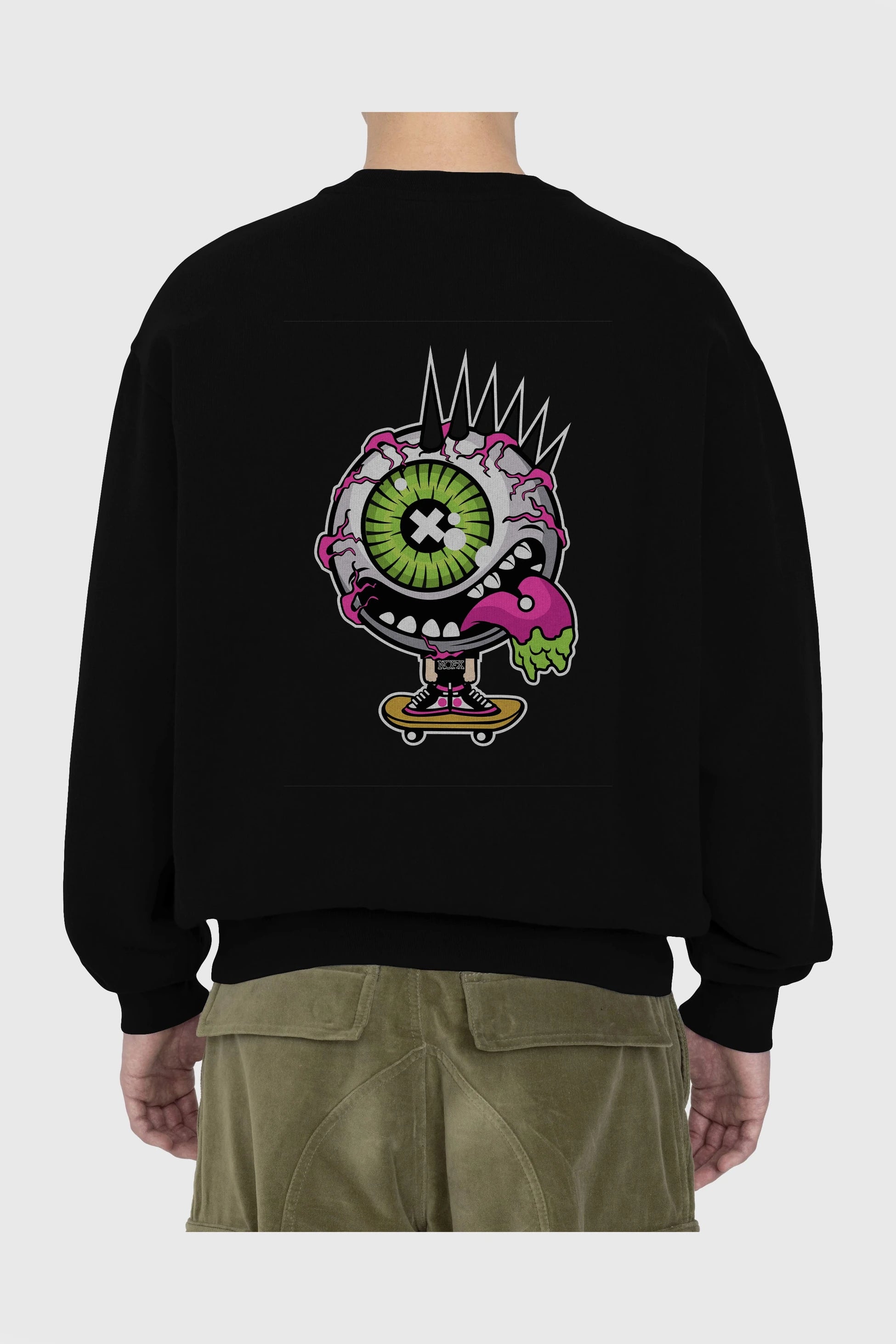 Eye Monster Skater Arka Baskılı Oversize Sweatshirt Erkek Kadın Unisex