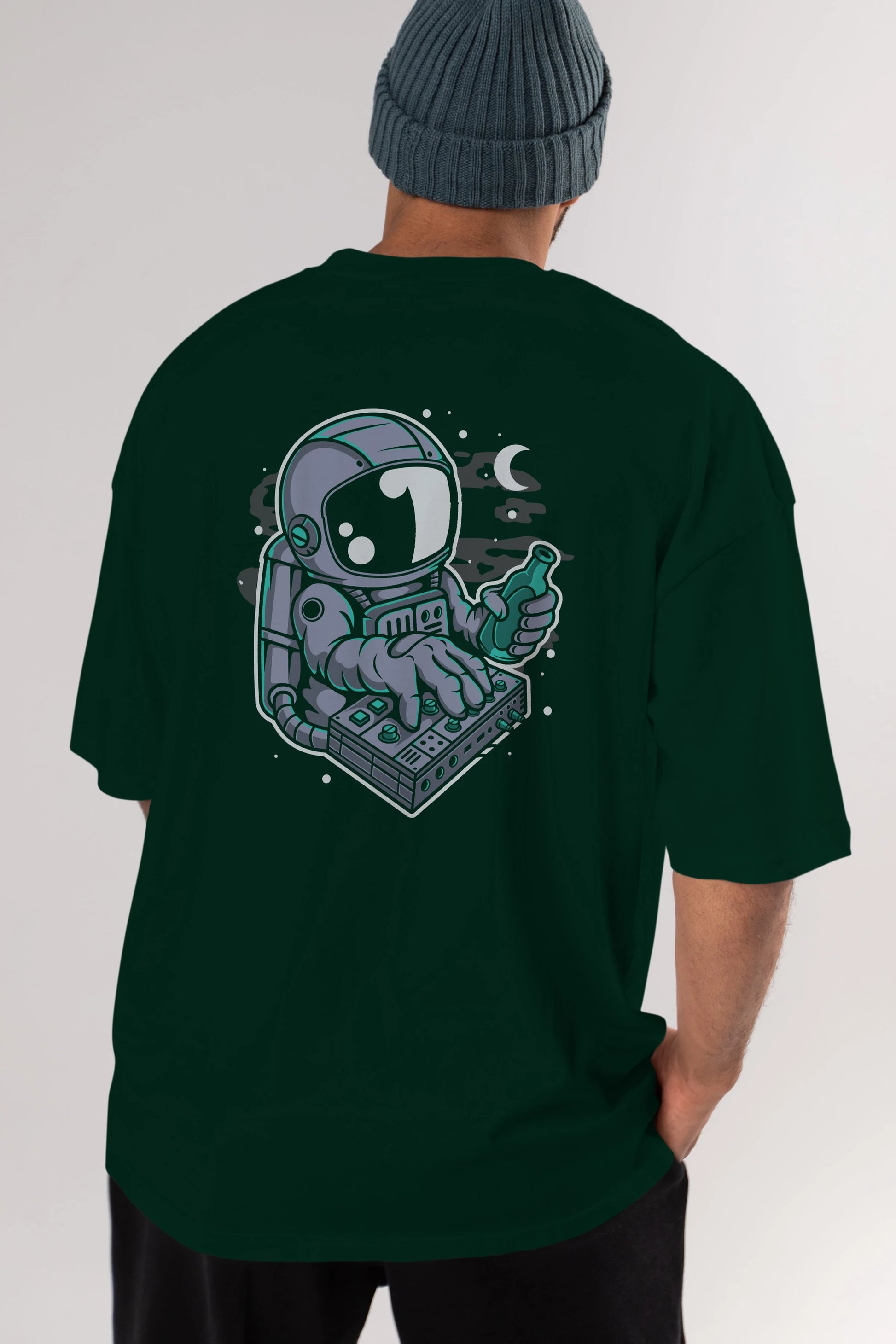 Astronaut Synth Arka Baskılı Oversize t-shirt Erkek Kadın Unisex