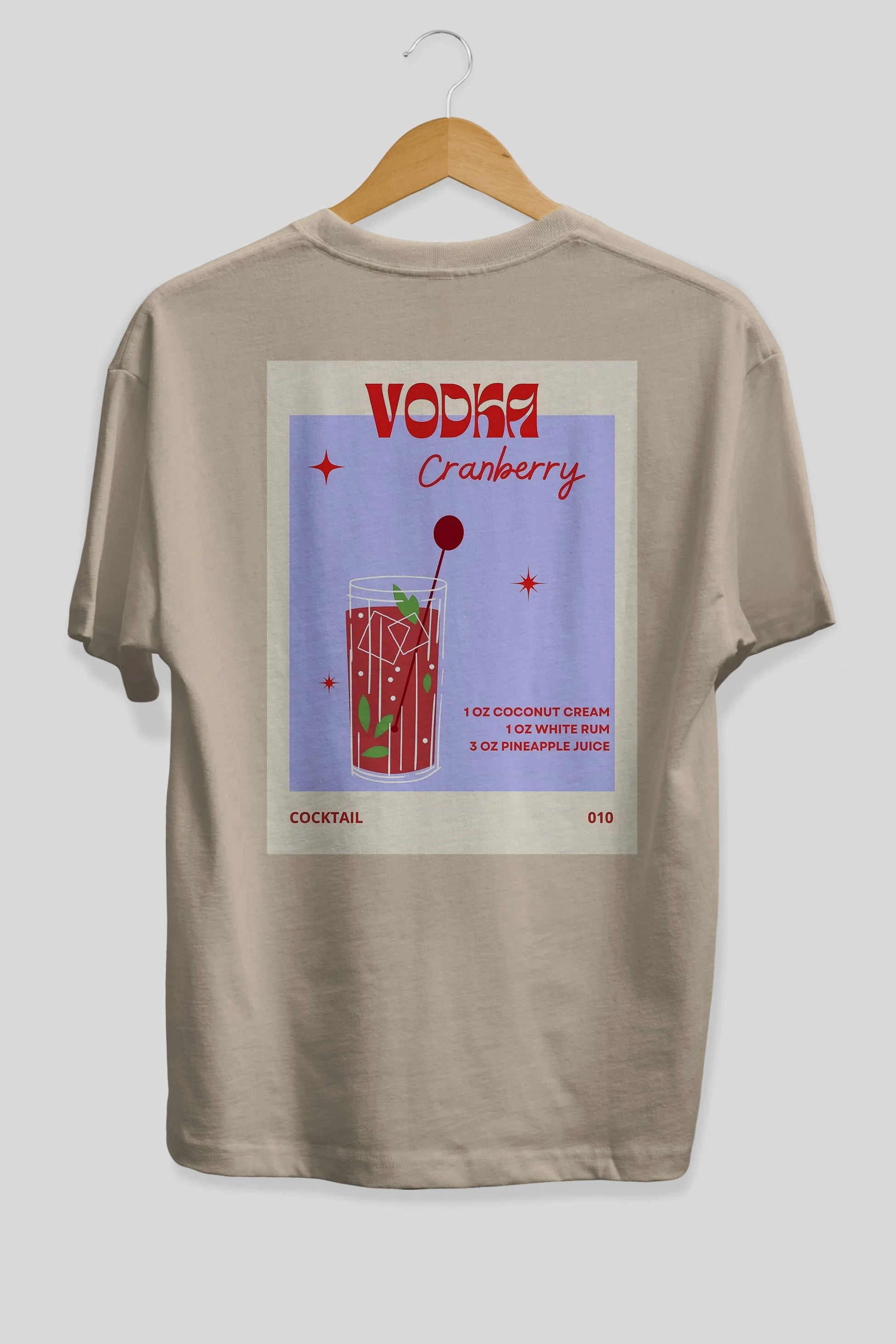 Vodka Cranberry Arka Baskılı Oversize t-shirt Erkek Kadın Unisex %100 Pamuk Bisiklet Yaka tişort