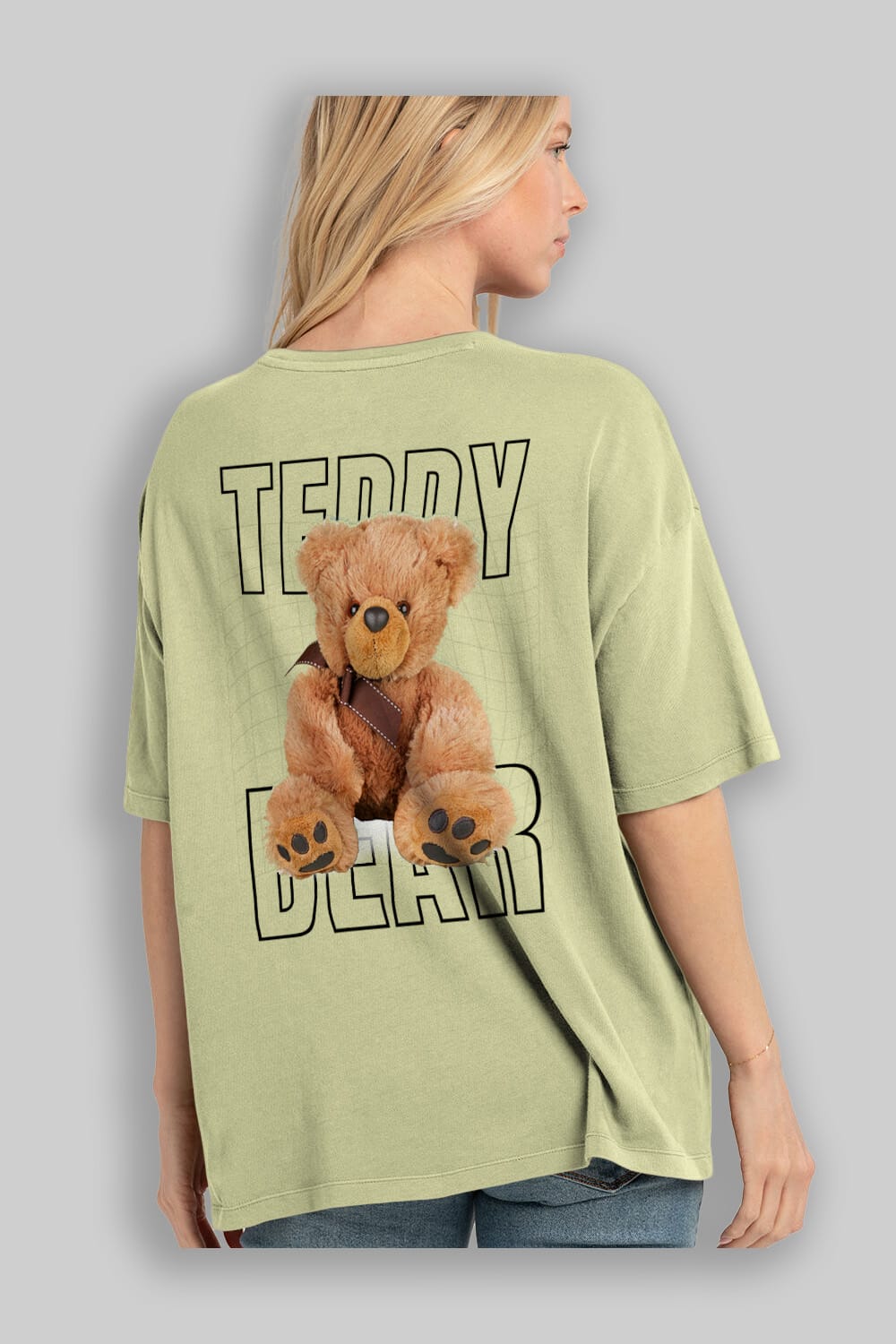 Teddy Bear Yazılı Arka Baskılı Oversize t-shirt Erkek Kadın Unisex