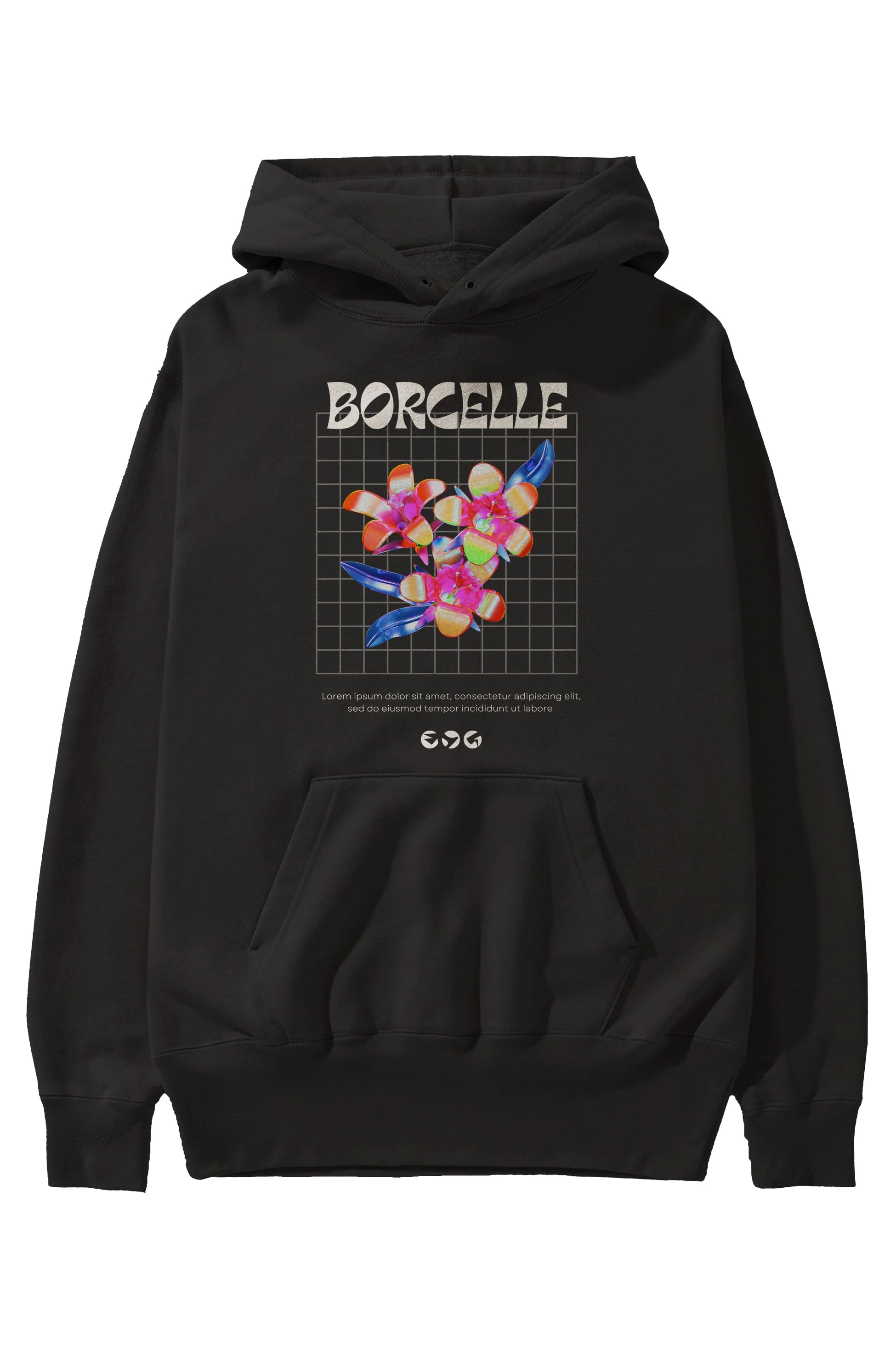 Borcelle Streetwear Ön Baskılı Oversize Hoodie Kapüşonlu Sweatshirt Erkek Kadın Unisex