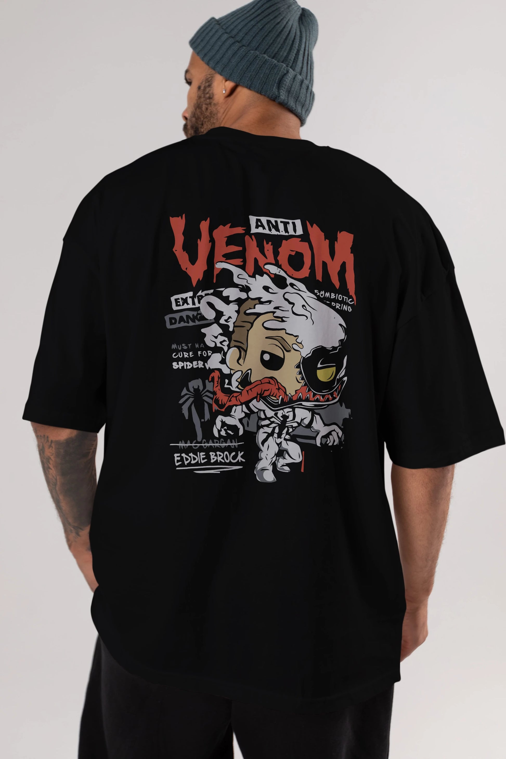 Venom (9) Arka Baskılı Oversize t-shirt Erkek Kadın Unisex %100 Pamuk Bisiklet Yaka tişort