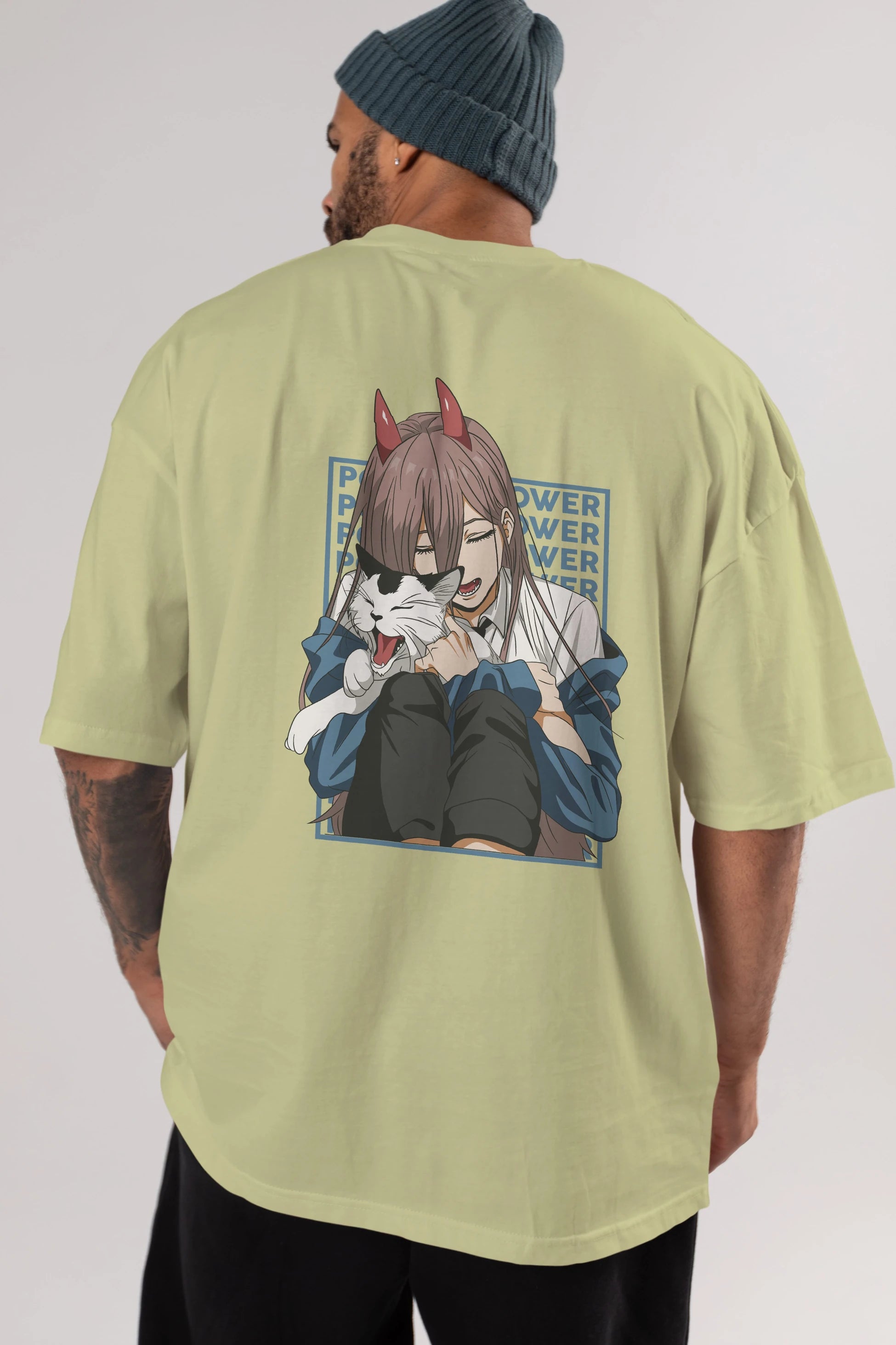 POWER CHAINSAWMAN Anime Arka Baskılı Oversize t-shirt Erkek Kadın Unisex