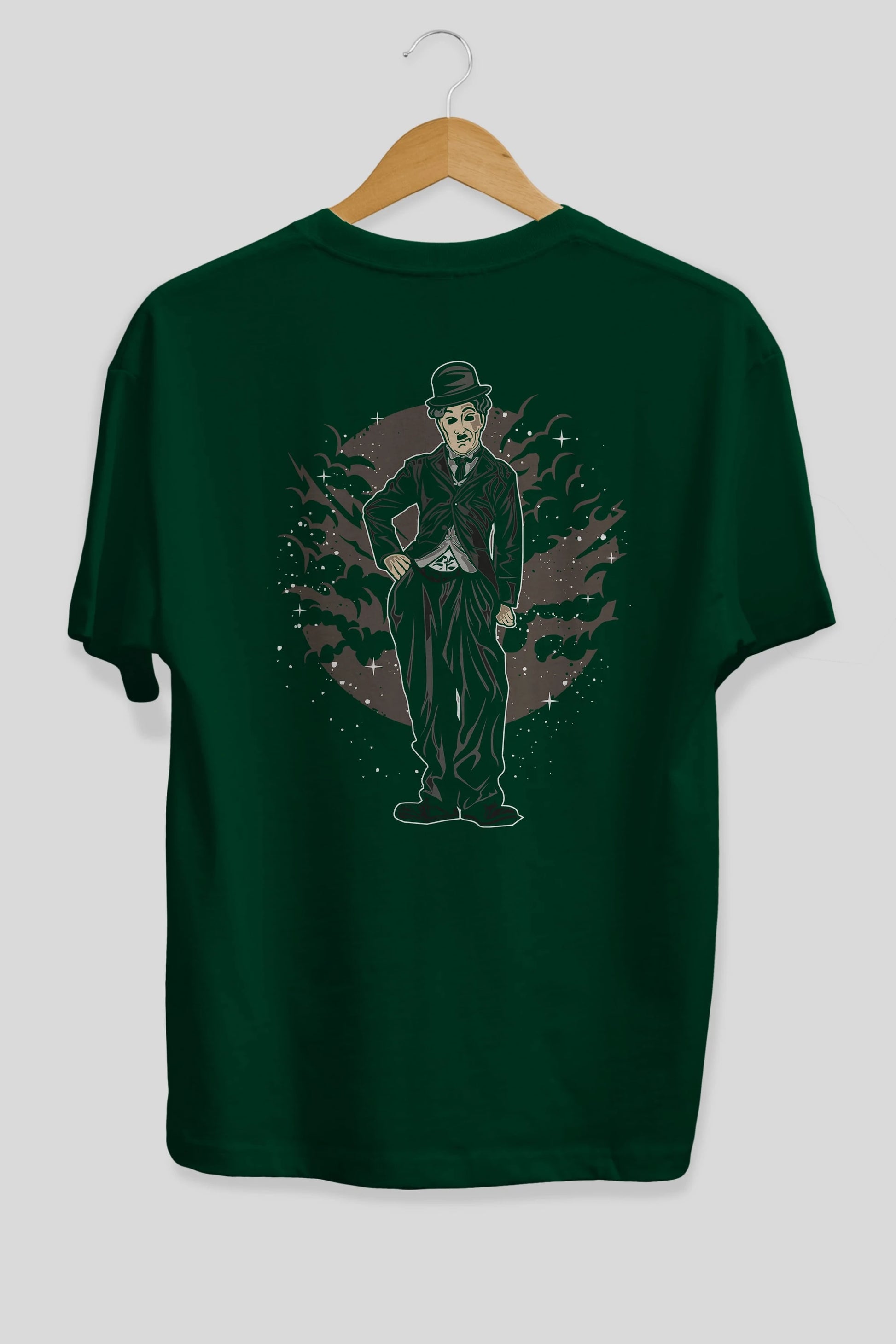 CHAPLIN Arka Baskılı Oversize t-shirt Erkek Kadın Unisex %100 Pamuk