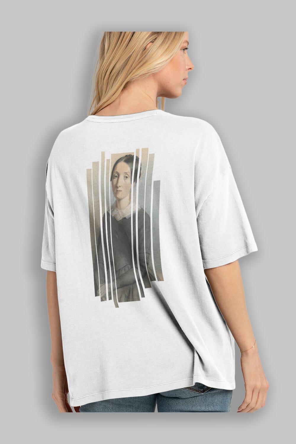 Retro Portre Arka Baskılı Oversize t-shirt Erkek Kadın Unisex
