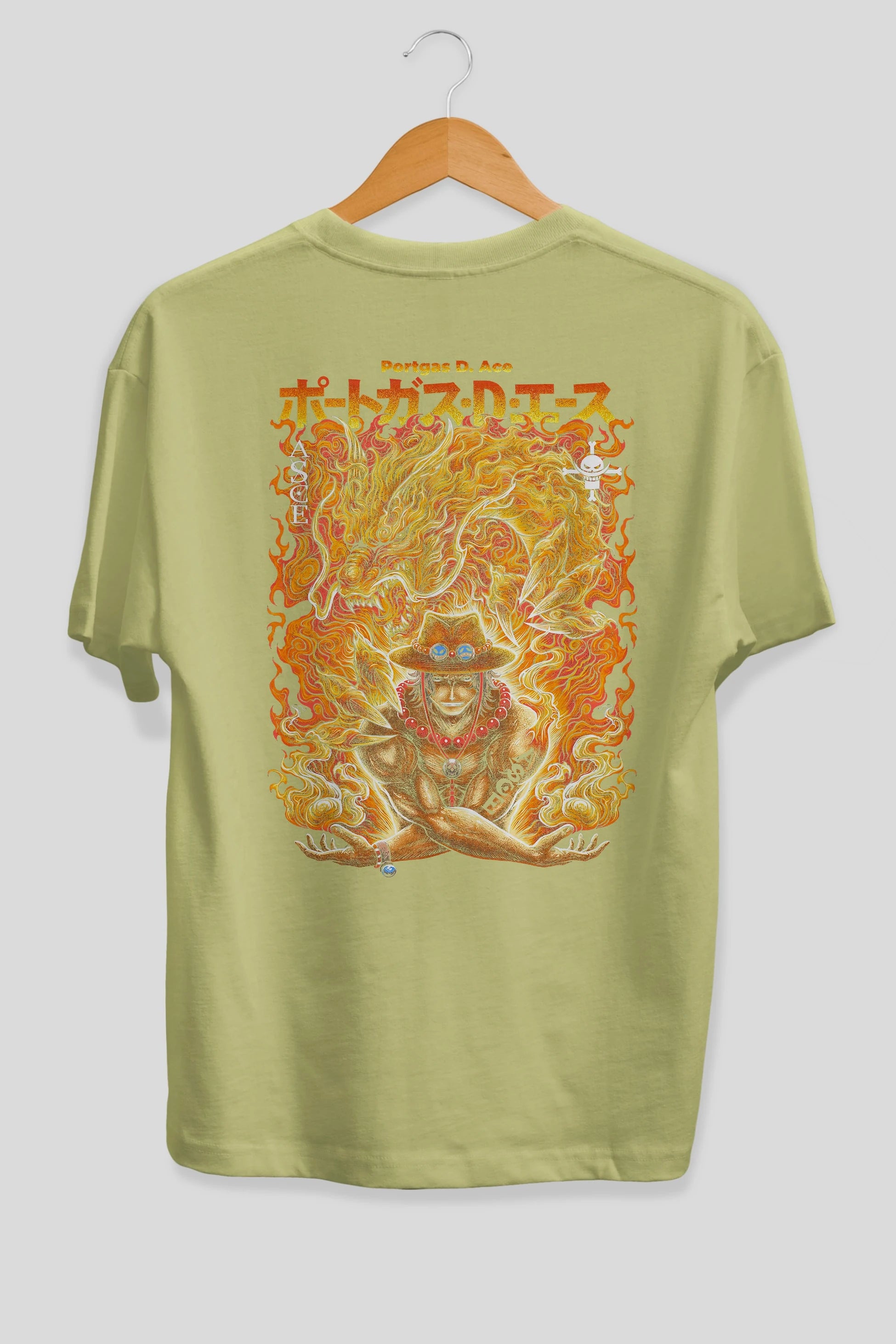 PORTGAS D. ACE Anime Arka Baskılı Oversize t-shirt Erkek Kadın Unisex