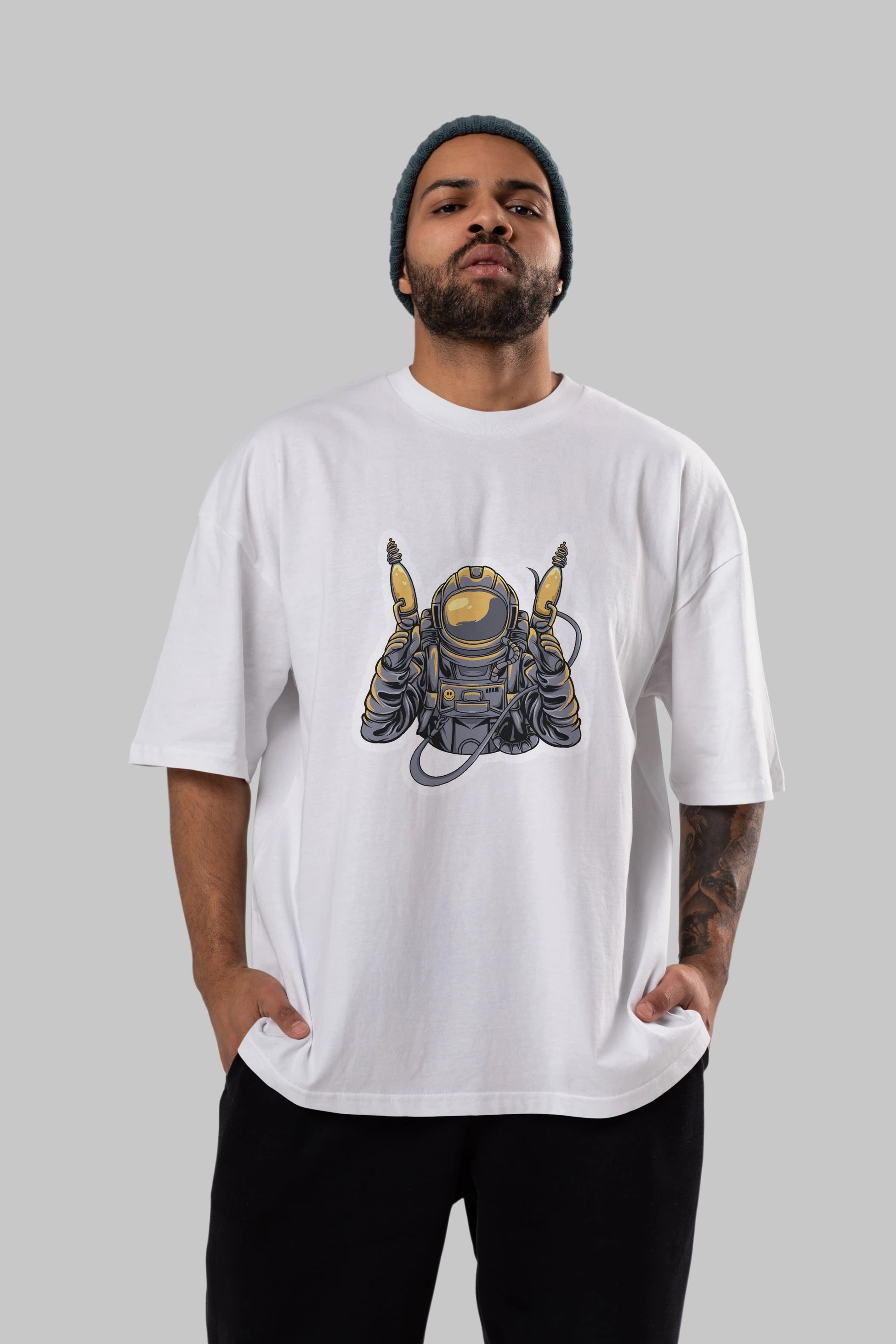 Alien Hunter Sticker Ön Baskılı Oversize t-shirt Erkek Kadın Unisex