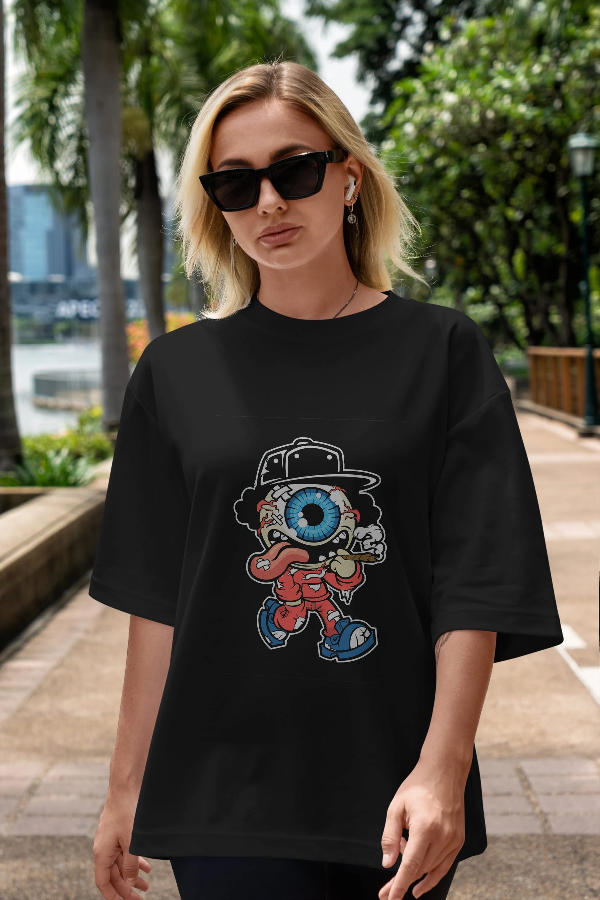 Eyeball Monster Ön Baskılı Oversize t-shirt Erkek Kadın Unisex %100 Pamuk tişort