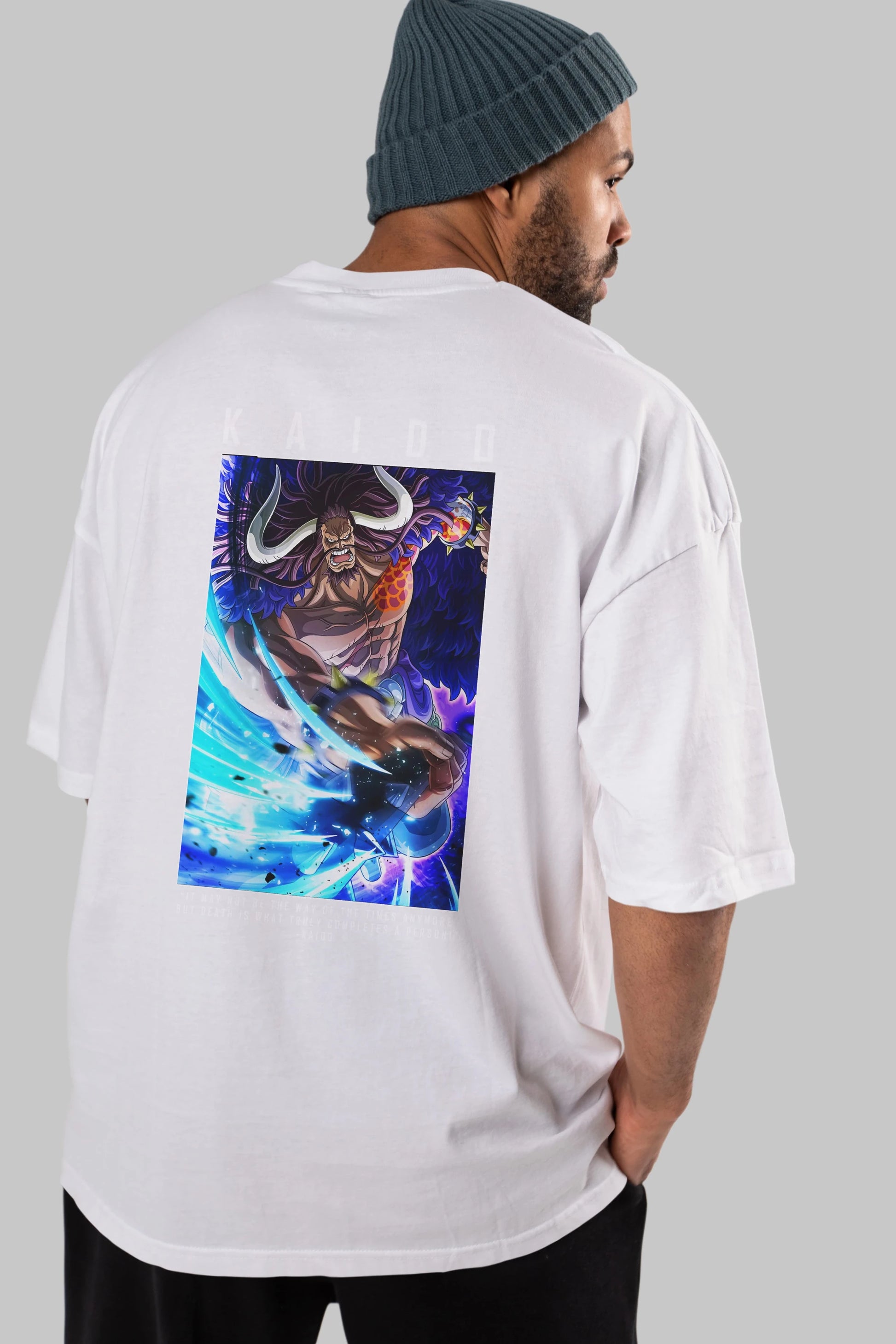 Kaido 2 Anime Arka Baskılı Oversize t-shirt Erkek Kadın Unisex %100 pamuk tişort