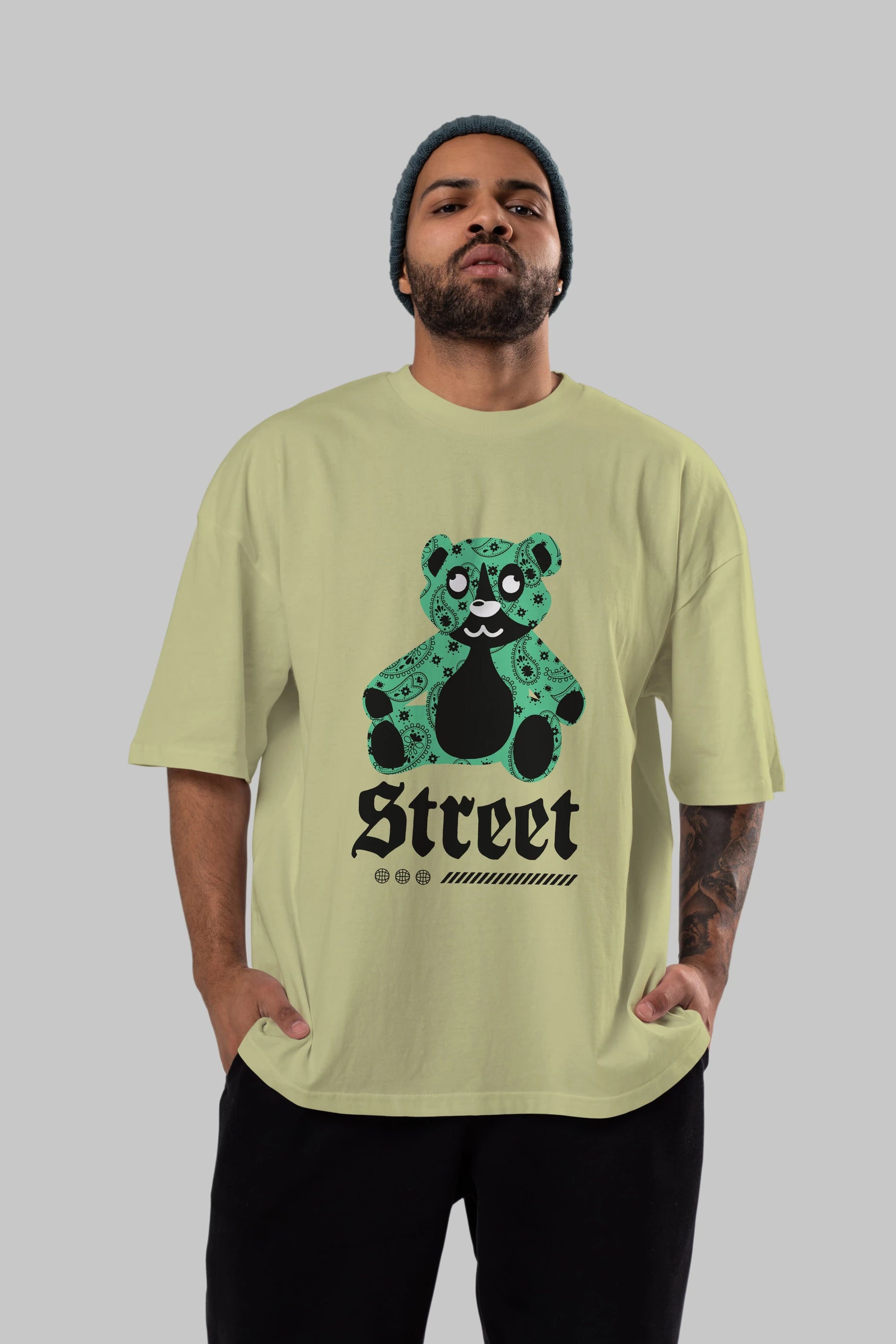 Street Bear Ön Baskılı Oversize t-shirt Erkek Kadın Unisex