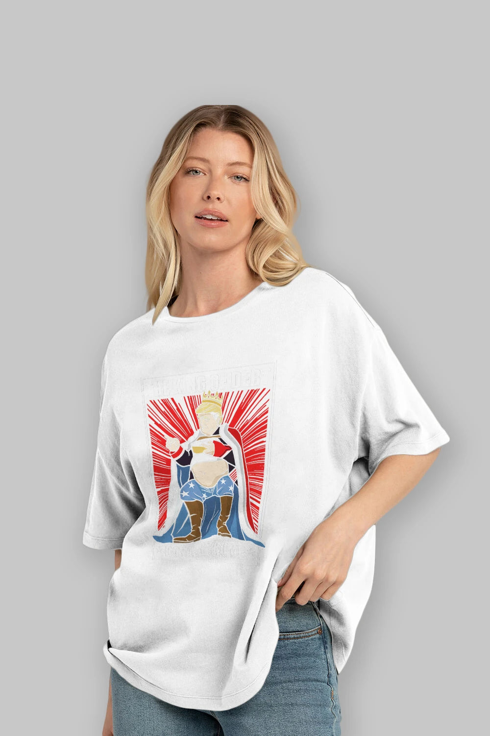 Trump King Ön Baskılı Oversize t-shirt Erkek Kadın Unisex %100 Pamuk tişort