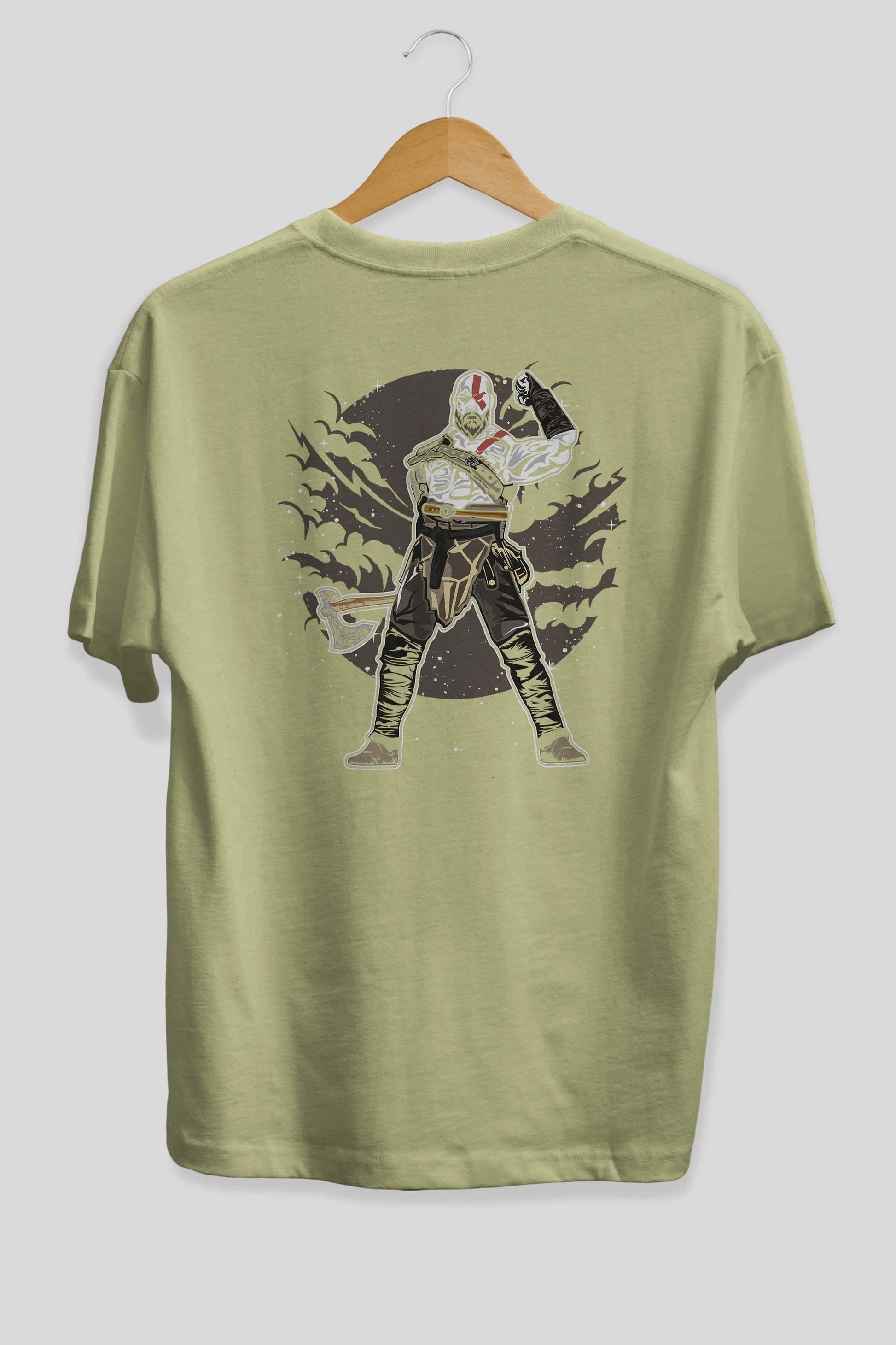 GOD OF WAR Arka Baskılı Oversize t-shirt Erkek Kadın Unisex %100 Pamuk