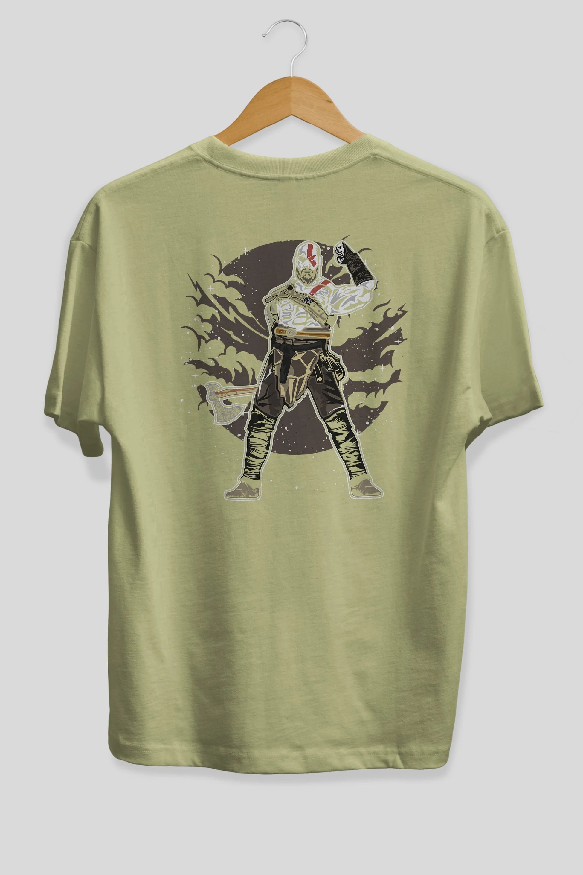 GOD OF WAR Arka Baskılı Oversize t-shirt Erkek Kadın Unisex %100 Pamuk