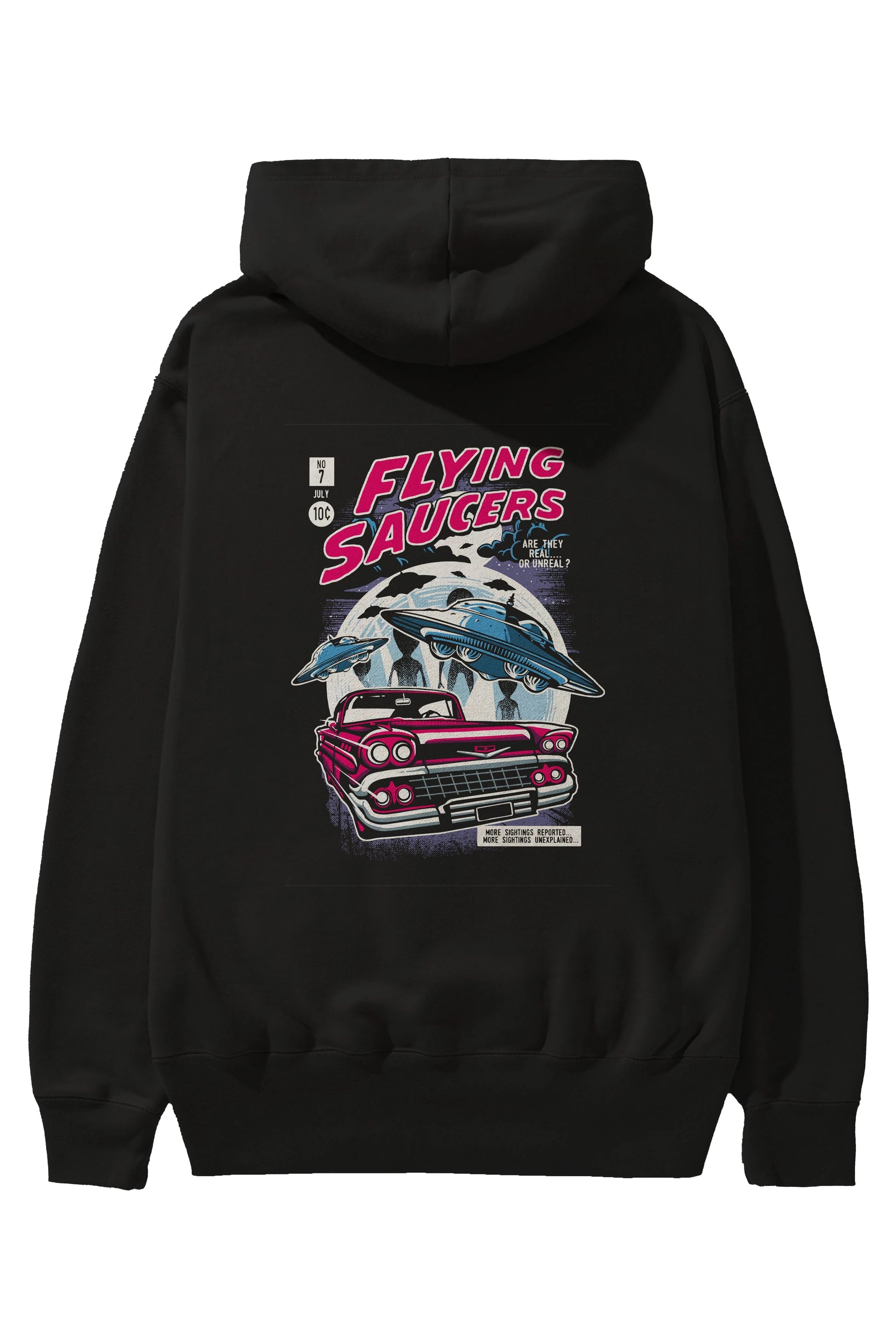 Flying Saucers Arka Baskılı Hoodie Oversize Kapüşonlu Sweatshirt Erkek Kadın Unisex
