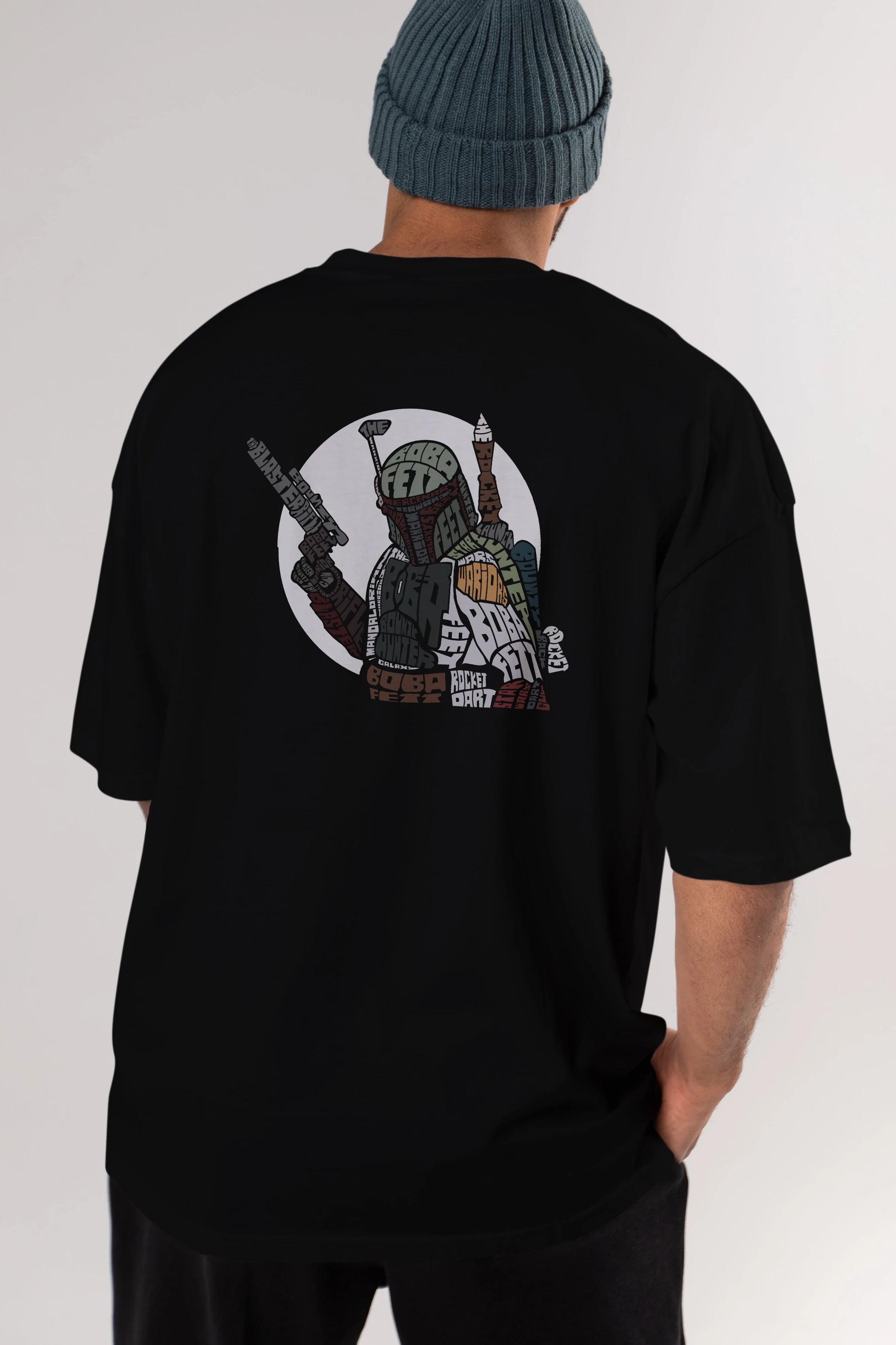Boba Fett Arka Baskılı Oversize t-shirt %100 pamuk Erkek Kadın Unisex