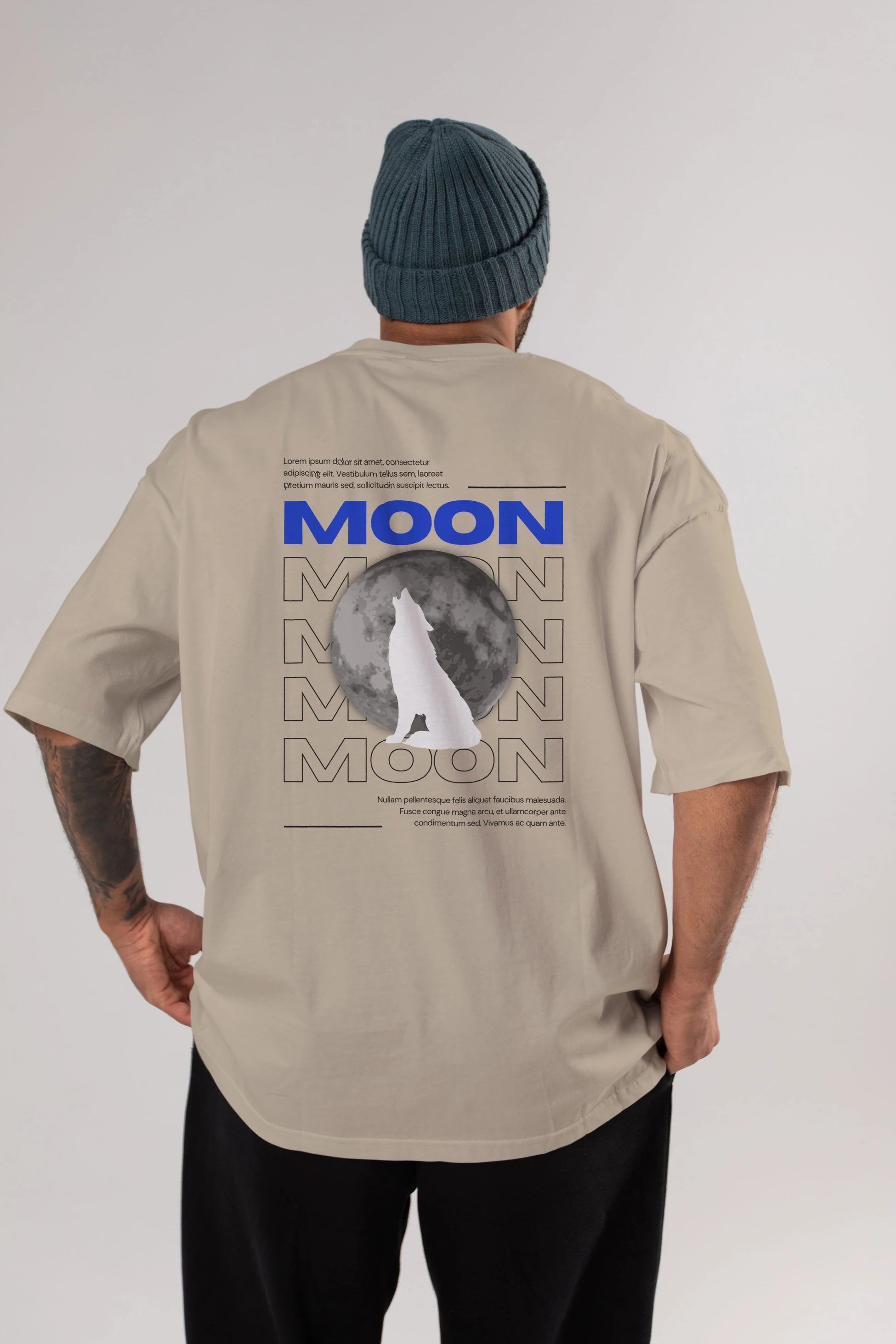 Moon Arka Baskılı Oversize t-shirt Erkek Kadın Unisex