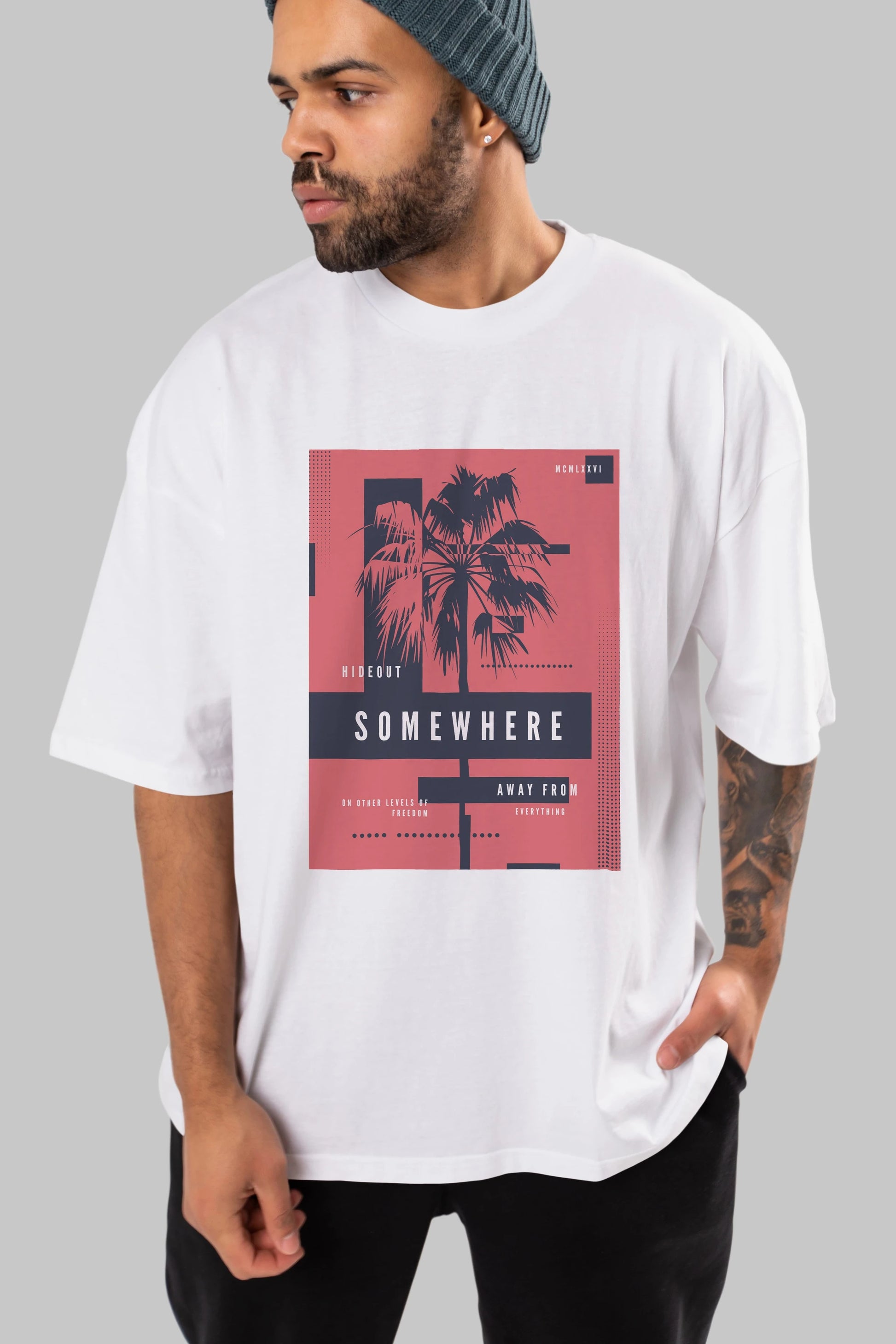 Hideout Somewhere Ön Baskılı Oversize t-shirt Erkek Kadın Unisex
