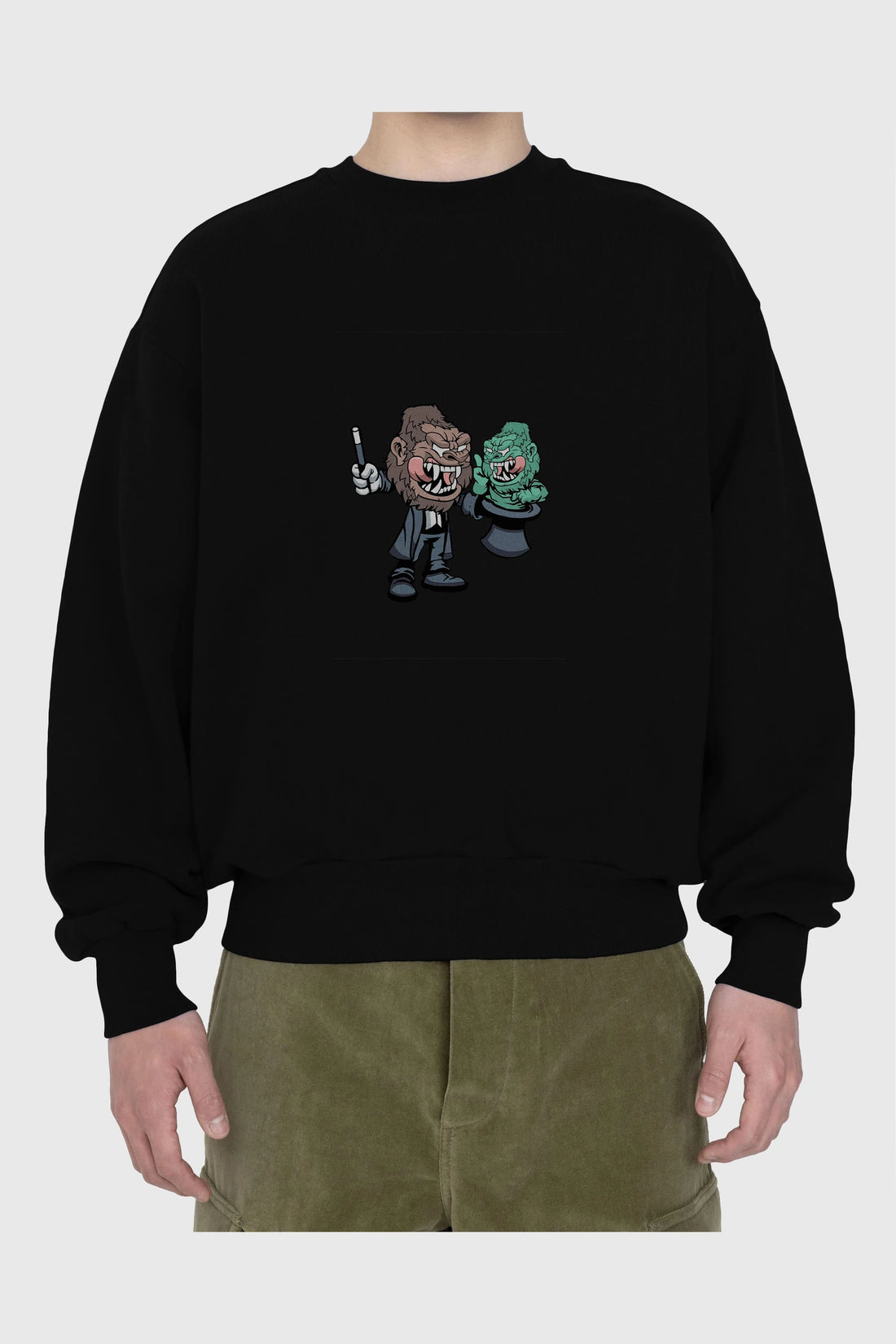 Gorilla Magician Ön Baskılı Oversize Sweatshirt Erkek Kadın Unisex
