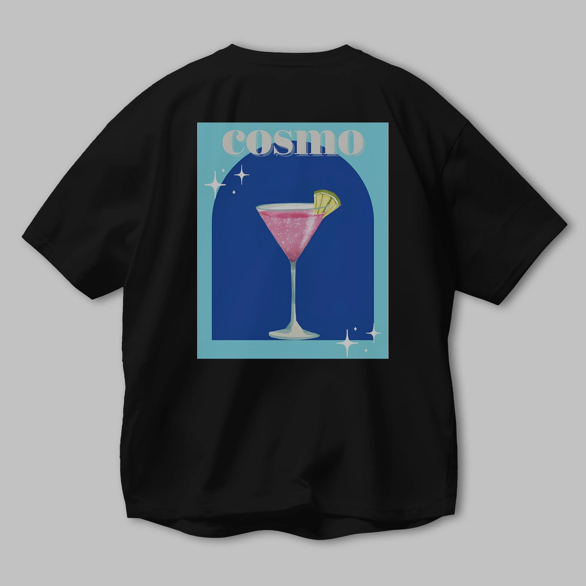 Cosmopolitan 2 Arka Baskılı Oversize t-shirt Erkek Kadın Unisex %100 Pamuk Bisiklet Yaka tişort
