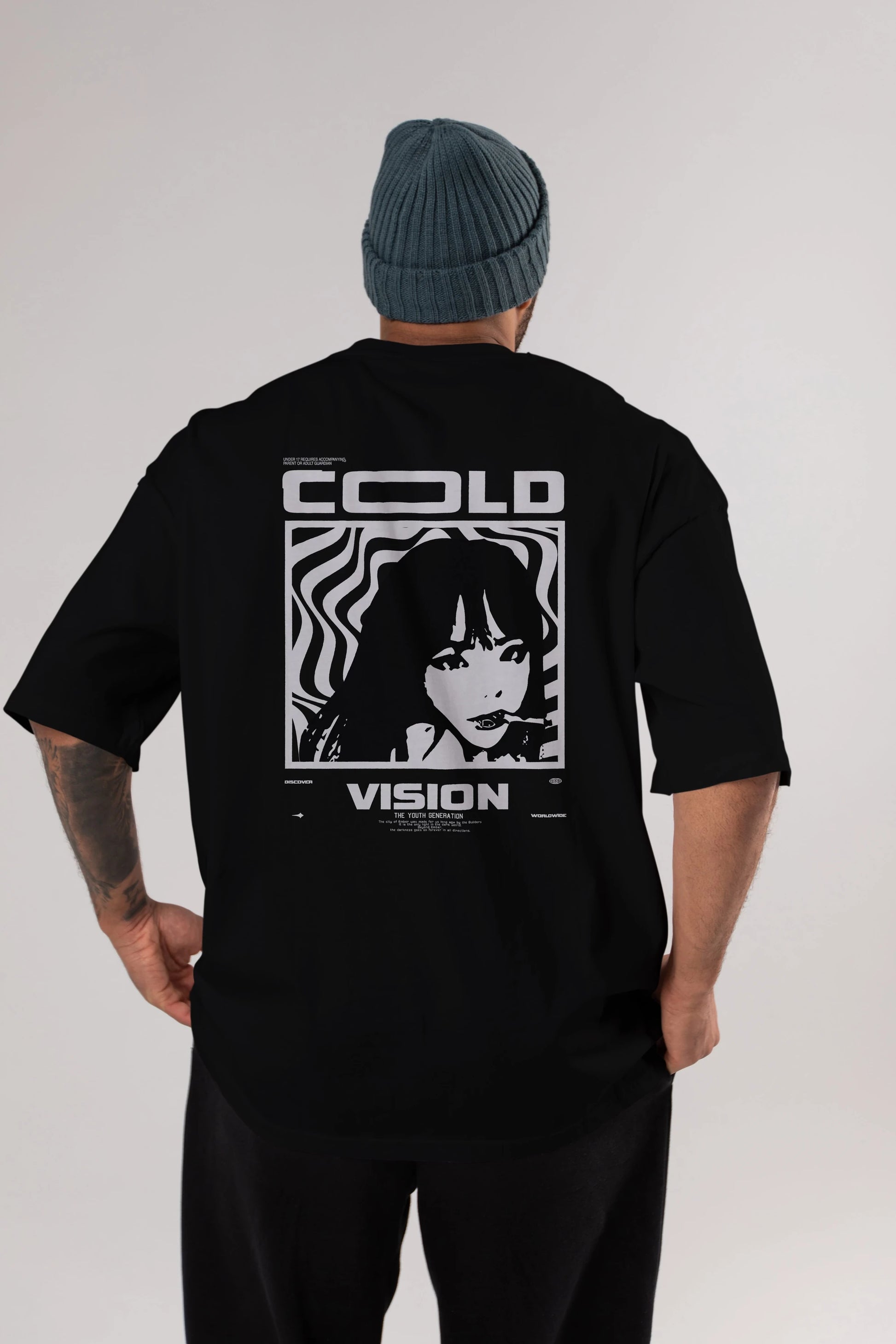 Cold Vision Arka Baskılı Oversize t-shirt Erkek Kadın Unisex