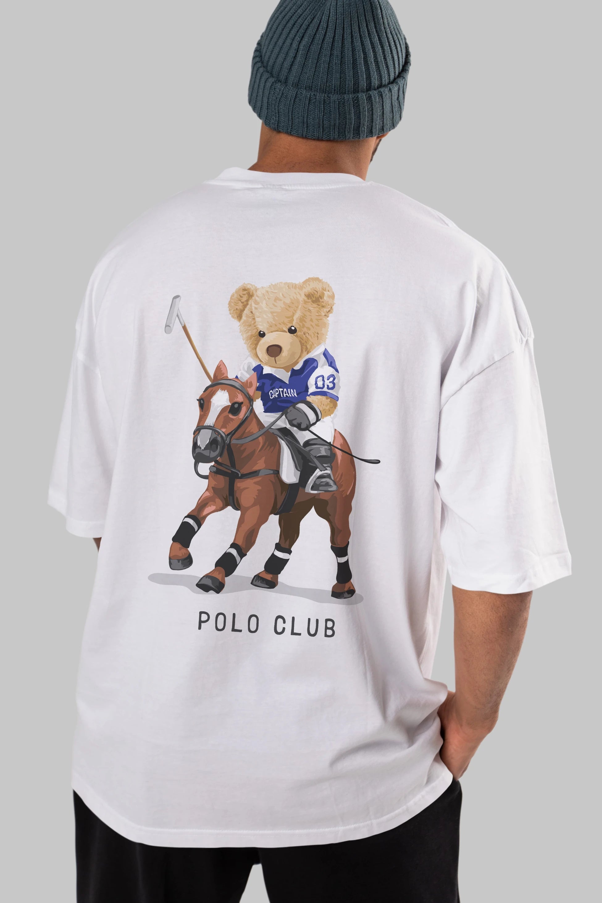 Teddy Bear Polo Club Arka Baskılı Oversize t-shirt Erkek Kadın Unisex %100 Pamuk