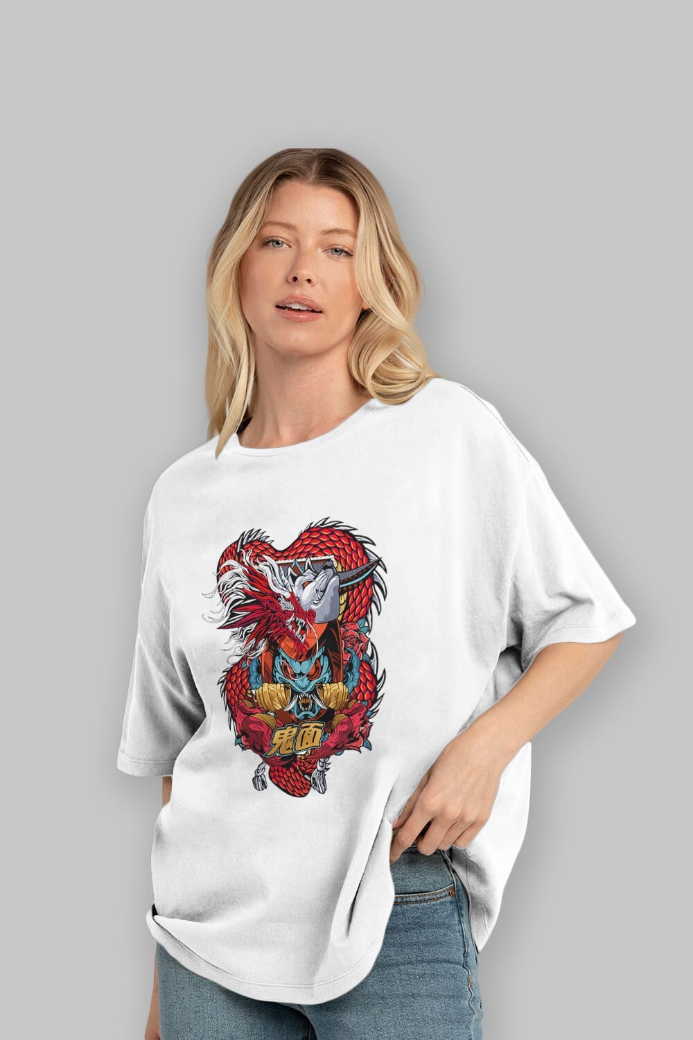 TRIBAL Anime Ön Baskılı Oversize t-shirt %100 pamuk Erkek Kadın Unisex
