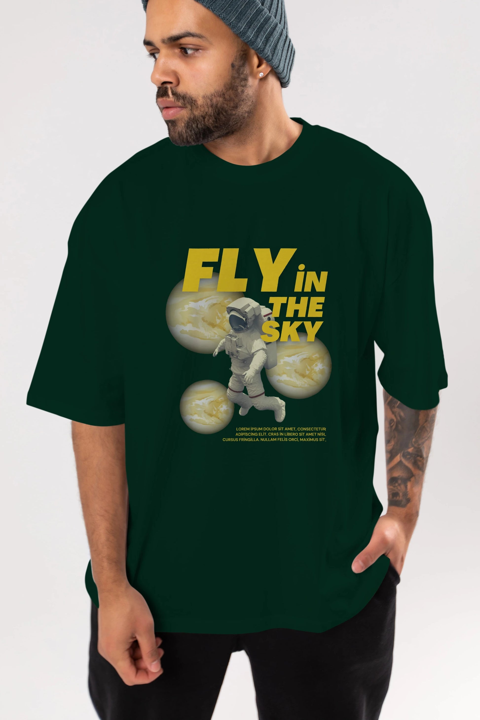 Fly in The Sky Ön Baskılı Oversize t-shirt Erkek Kadın Unisex