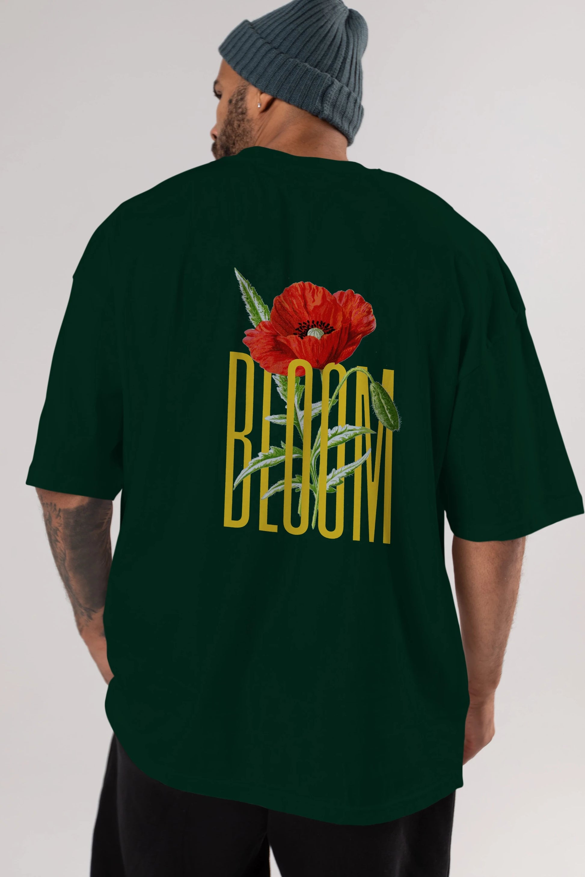 Bloom Flower Arka Baskılı Oversize t-shirt Erkek Kadın Unisex