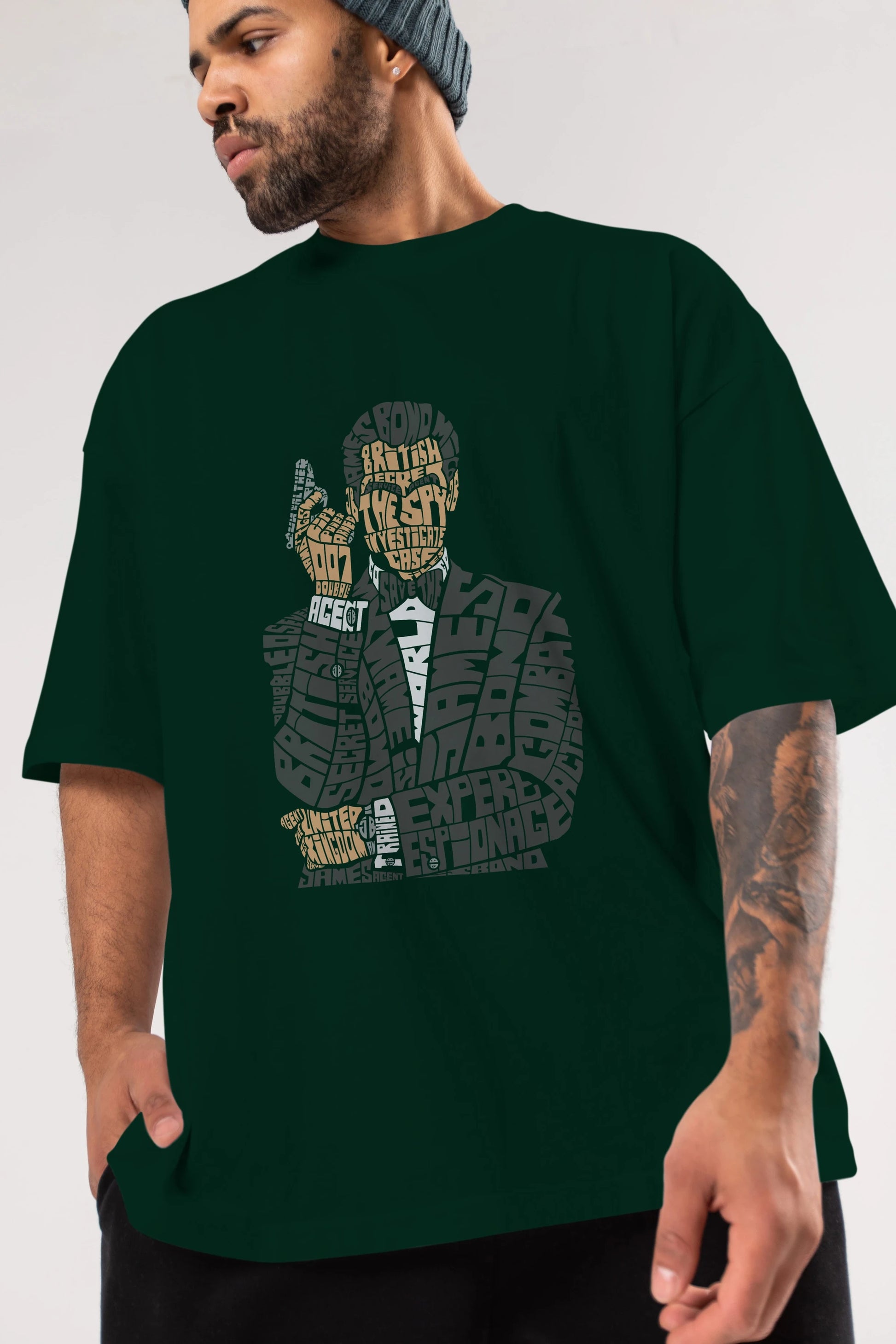 James Bond Ön Baskılı Oversize t-shirt %100 pamuk Erkek Kadın Unisex
