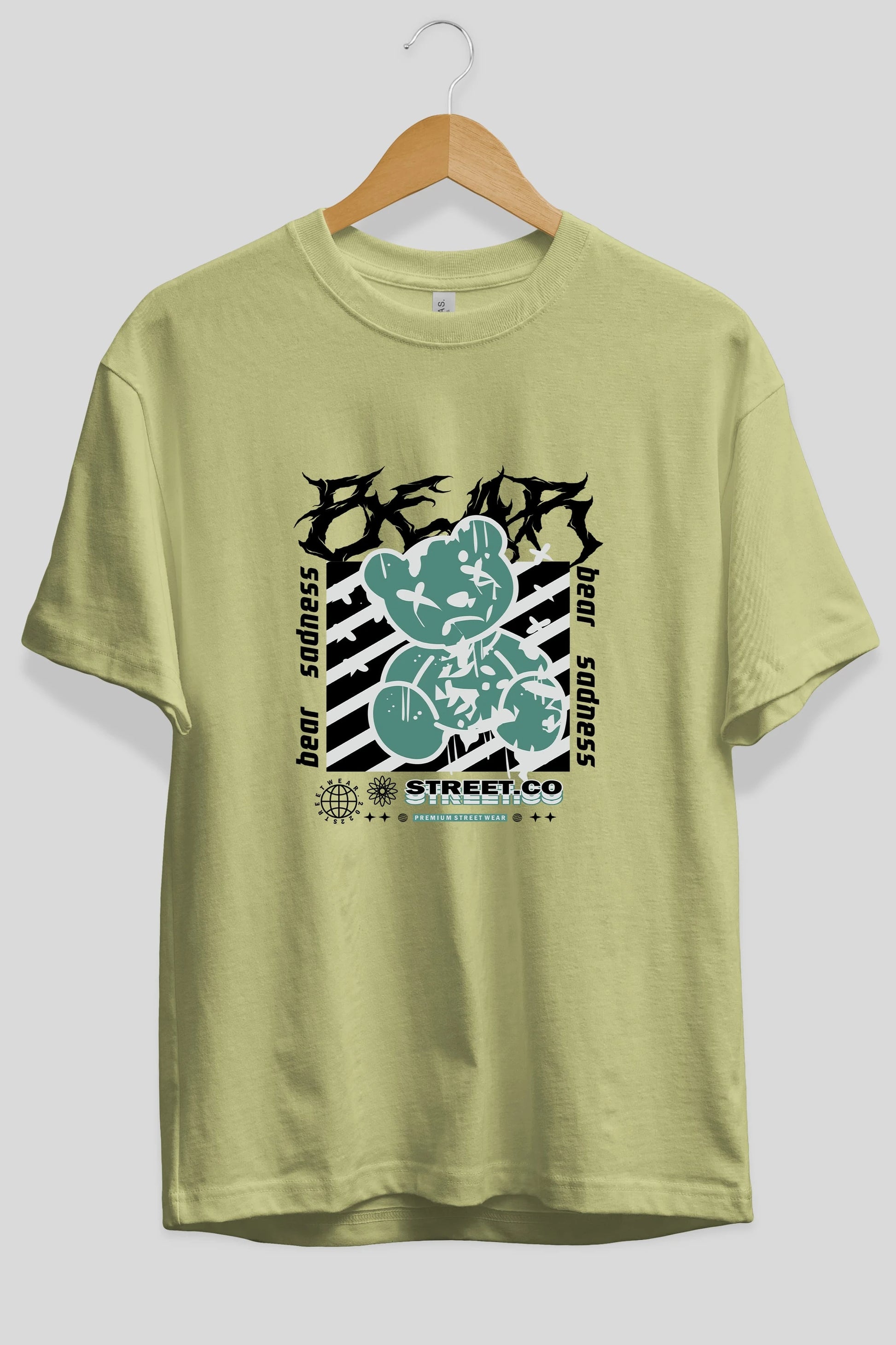 Bear Sadness Ön Baskılı Oversize t-shirt Erkek Kadın Unisex