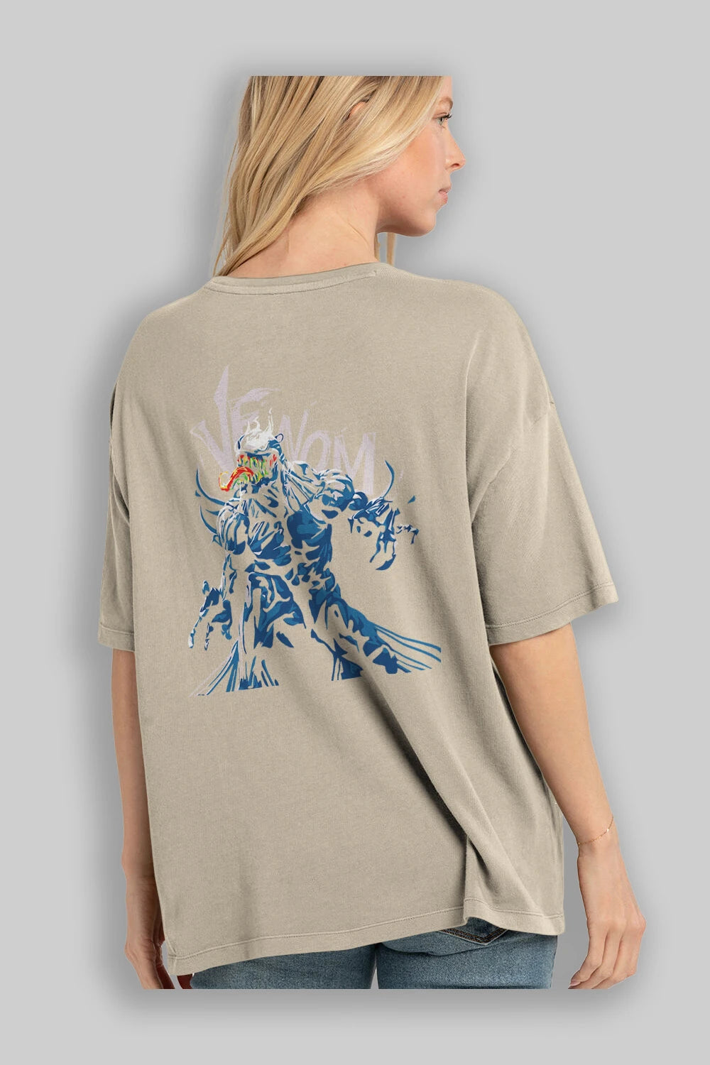 Venom (8) Arka Baskılı Oversize t-shirt Erkek Kadın Unisex %100 Pamuk Bisiklet Yaka tişort
